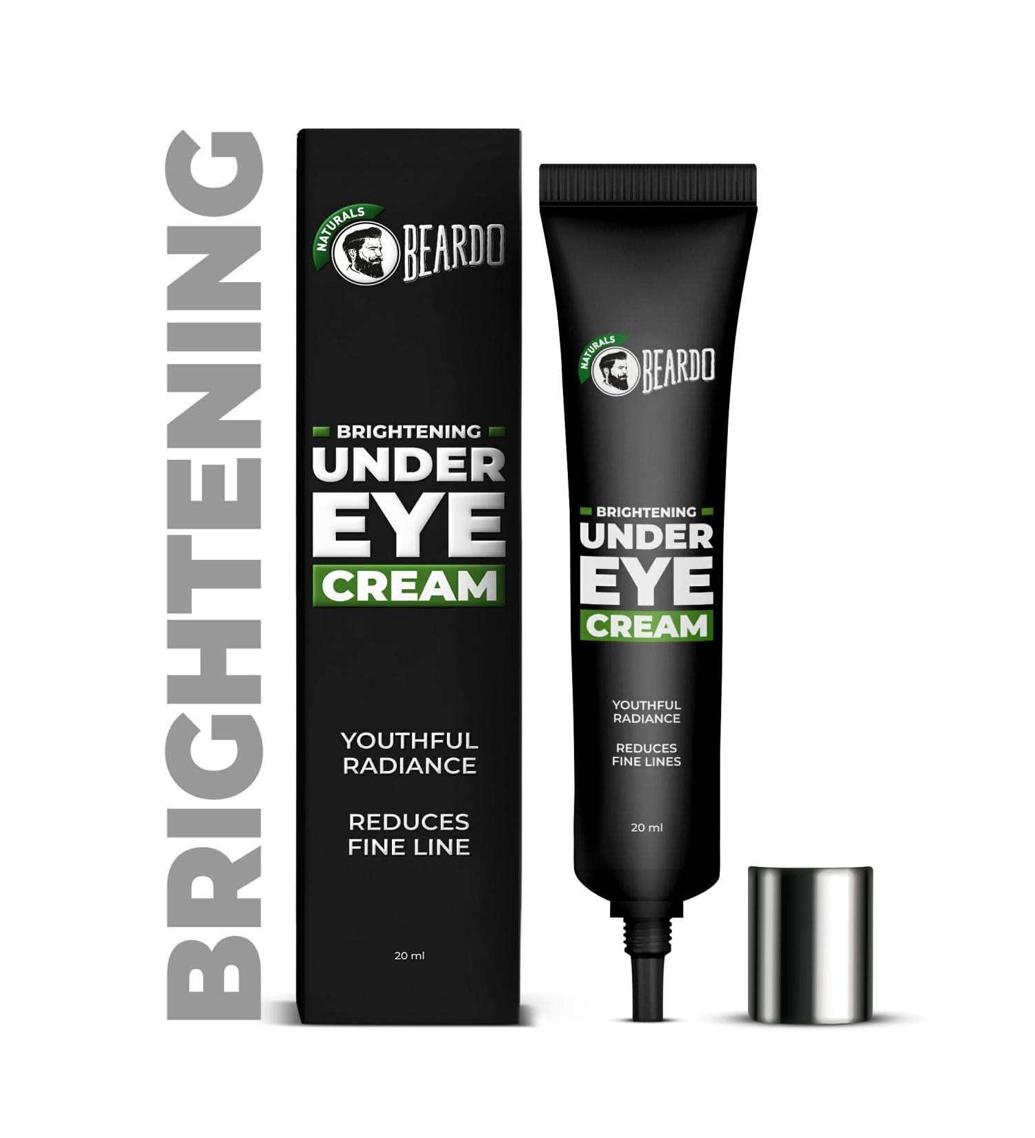 BEARDO Naturals Brightening Under Eye Cream for Men | Reduce wrinkles fine lines and dark circles | Restores youthful glow | 98% Natural | 20ml - 0.8Fl Oz - Buy Online on GoSupps.com