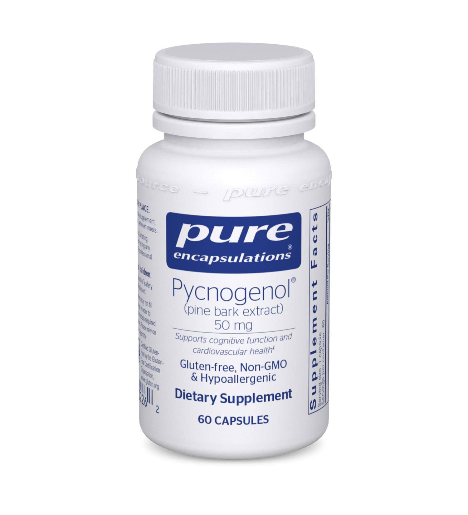 Pycnogenol 50mg - Cognitive & Cardiovascular Support - 60 Hypoallergenic Capsules - Buy Online on GoSupps.com