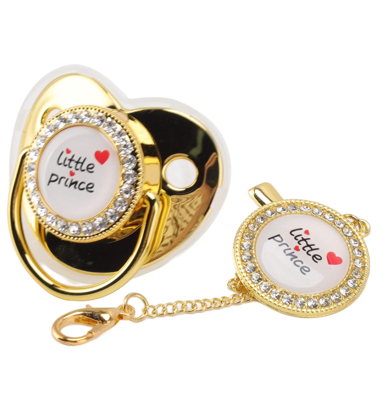 Luxury Rhinestone Gold Silicone Infant Pacifier - Premium Baby Soother | International Shipping - Buy Online on GoSupps.com