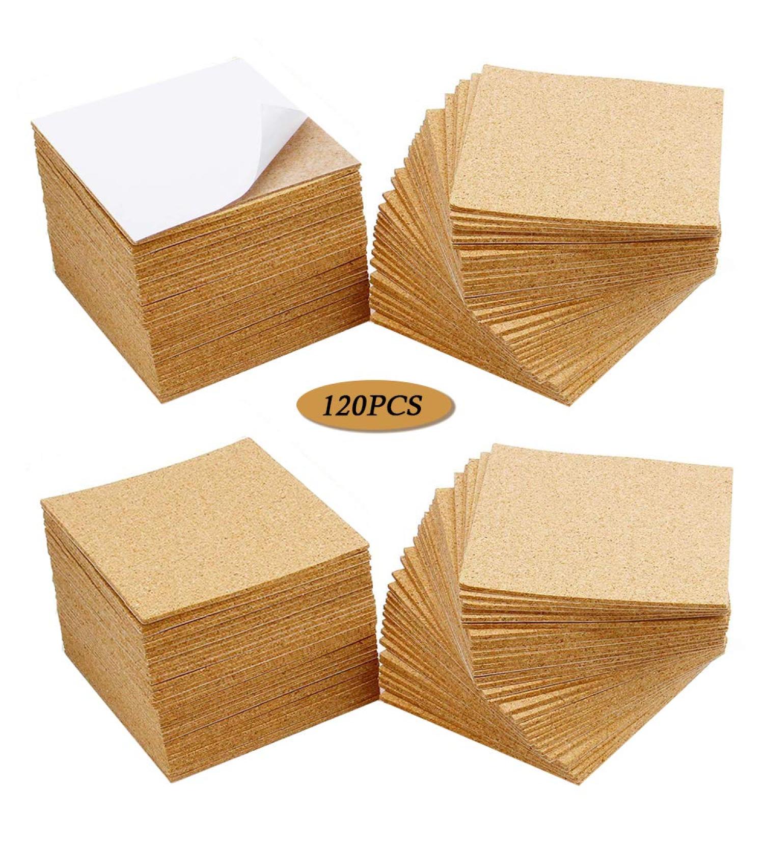120Pcs Self Adhesive Cork Squares  MOTASOM 4 x 4 Inch Strong Cork Adhesive Sheets  Reusable Cork Board Cork Backing Sheets  Mini Wall Cork Tiles Mat for Coasters and DIY Crafts - Buy Online on GoSupps.com