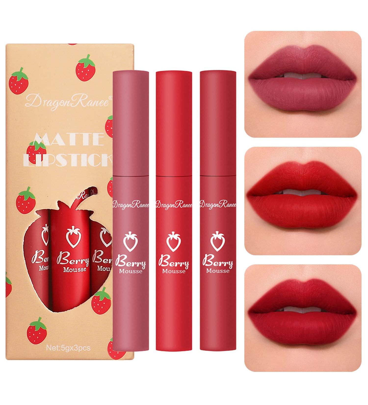 3 Piece Nude Matte Lipstick Set - Long Lasting Waterproof Lip Gloss for Women - Buy Online on GoSupps.com