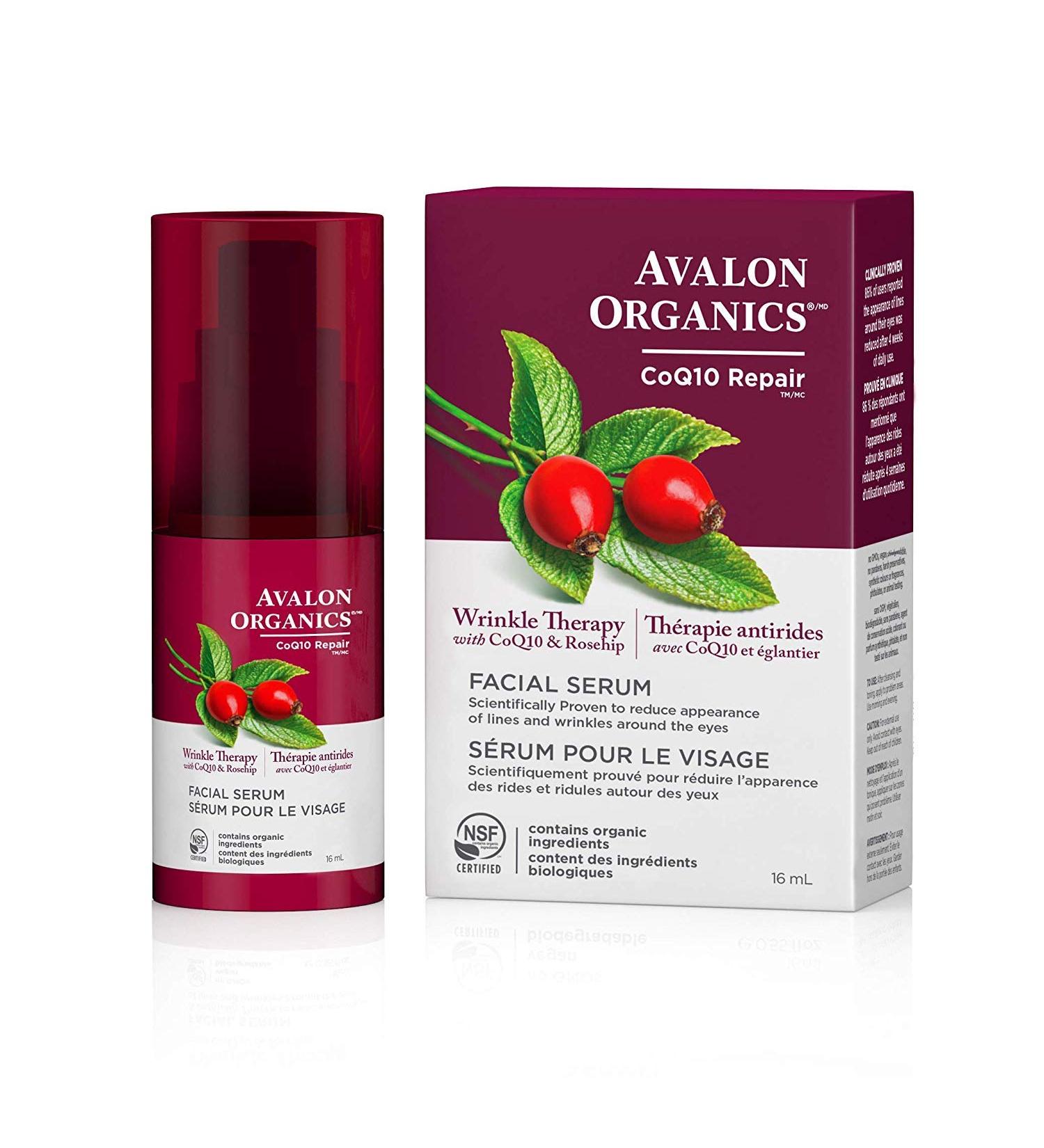 Avalon Organics Wrinkle Therapy Serum with CoQ10 & Rosehip 0.55 Oz - Buy Online on GoSupps.com