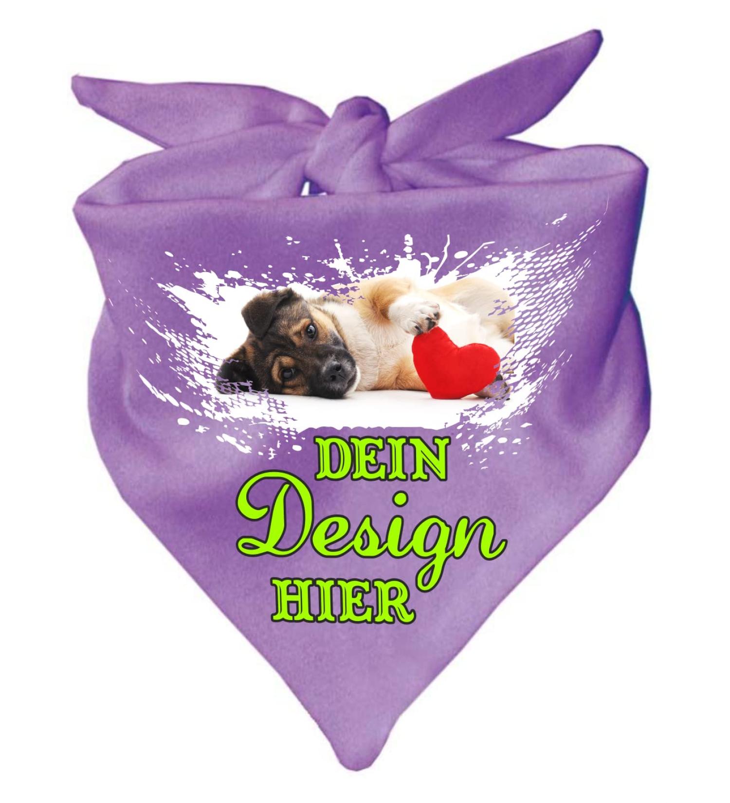 Little Fratz dog triangular scarf personalized with your desired motif (color: lilac) (size 1 (55 cm)) 55 x 18 lilac