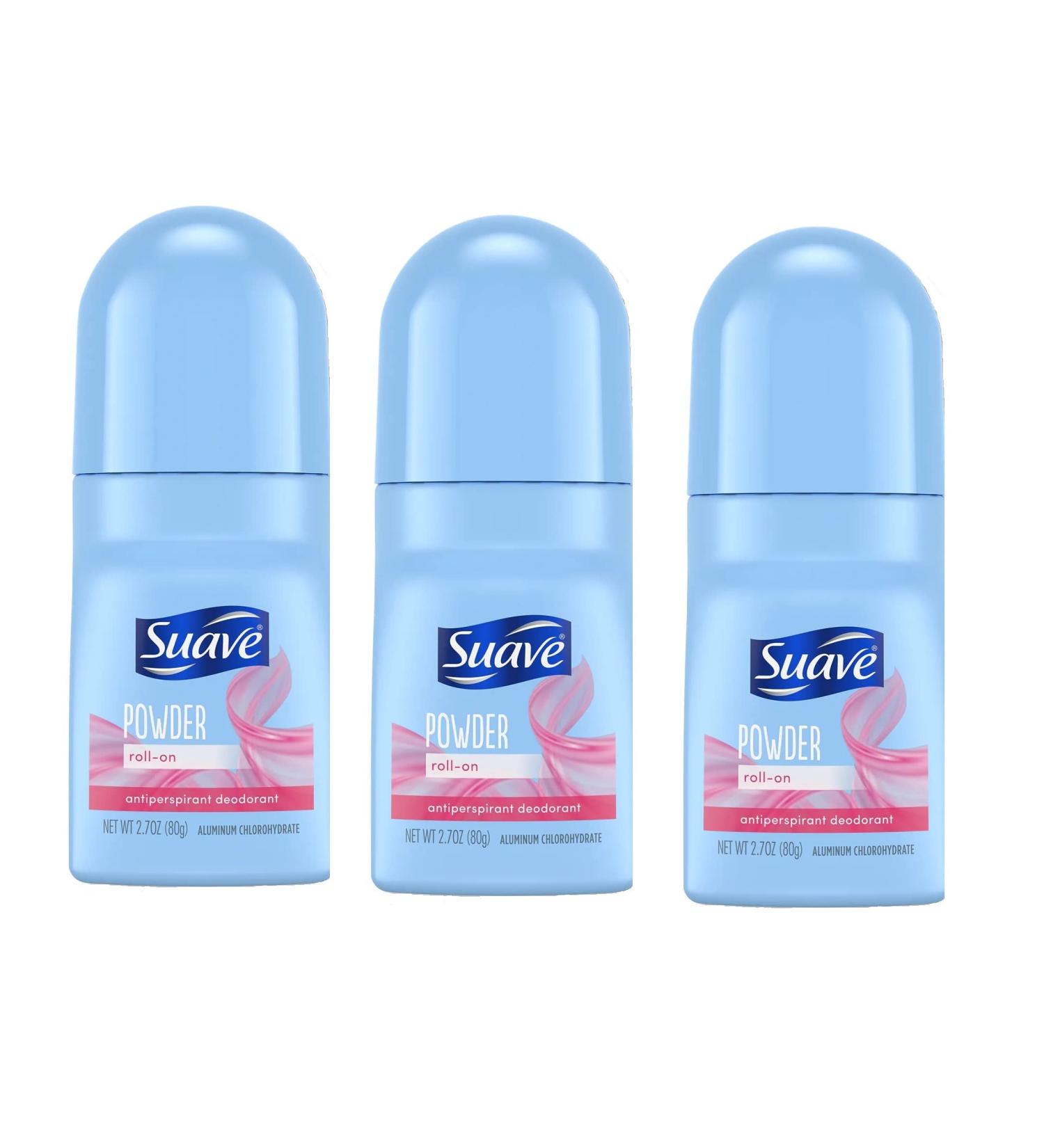 Suave 24 Hour Protection Roll-On Anti-Perspirant & Deodorant for Women - Powder - 2.7 oz (3 pk) - Buy Online on GoSupps.com
