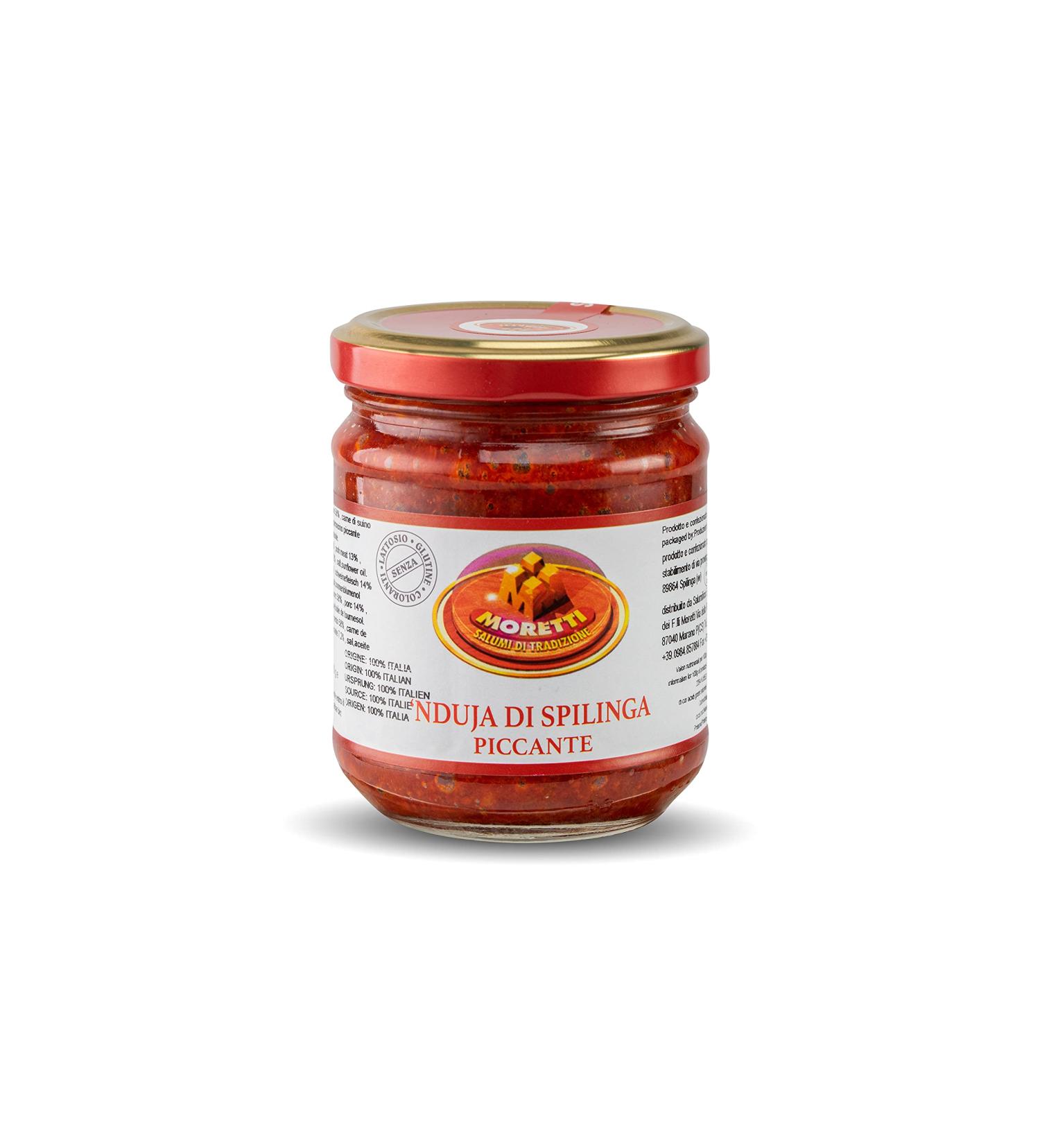 Moretti Nduja Calabrese Di Spilinga Artisan and Original Spicy Non-GMO Spreadable and Creamy 180g Jar (180g (Pack of 1)) - Buy Online on GoSupps.com