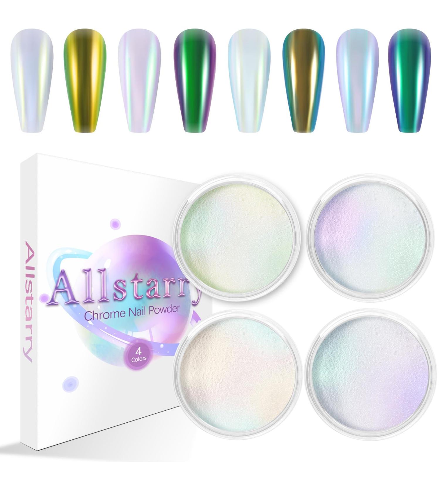 Allstarry White Chrome Nail Powder - 4 PCs Color Shift Chameleon Mica for Nail Art & Resin Craft - Iridescent Pearl Glitter Dust - Buy Online on GoSupps.com