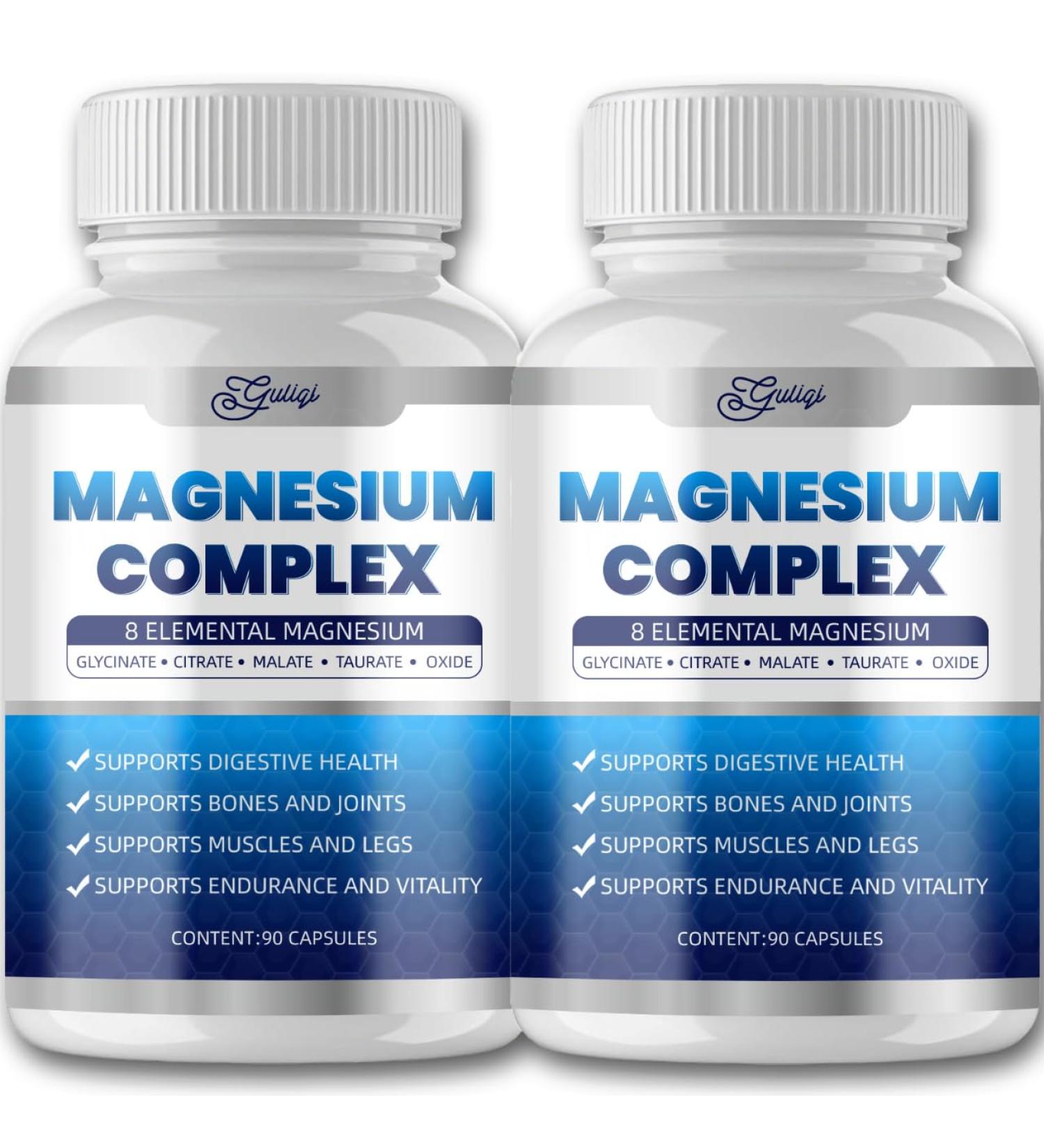 Guliqi 8-in-1 Magnesium Complex Supplement - 1000mg | High Absorption | Vegan Non-GMO | 90 Capsules (2) - Buy Online on GoSupps.com