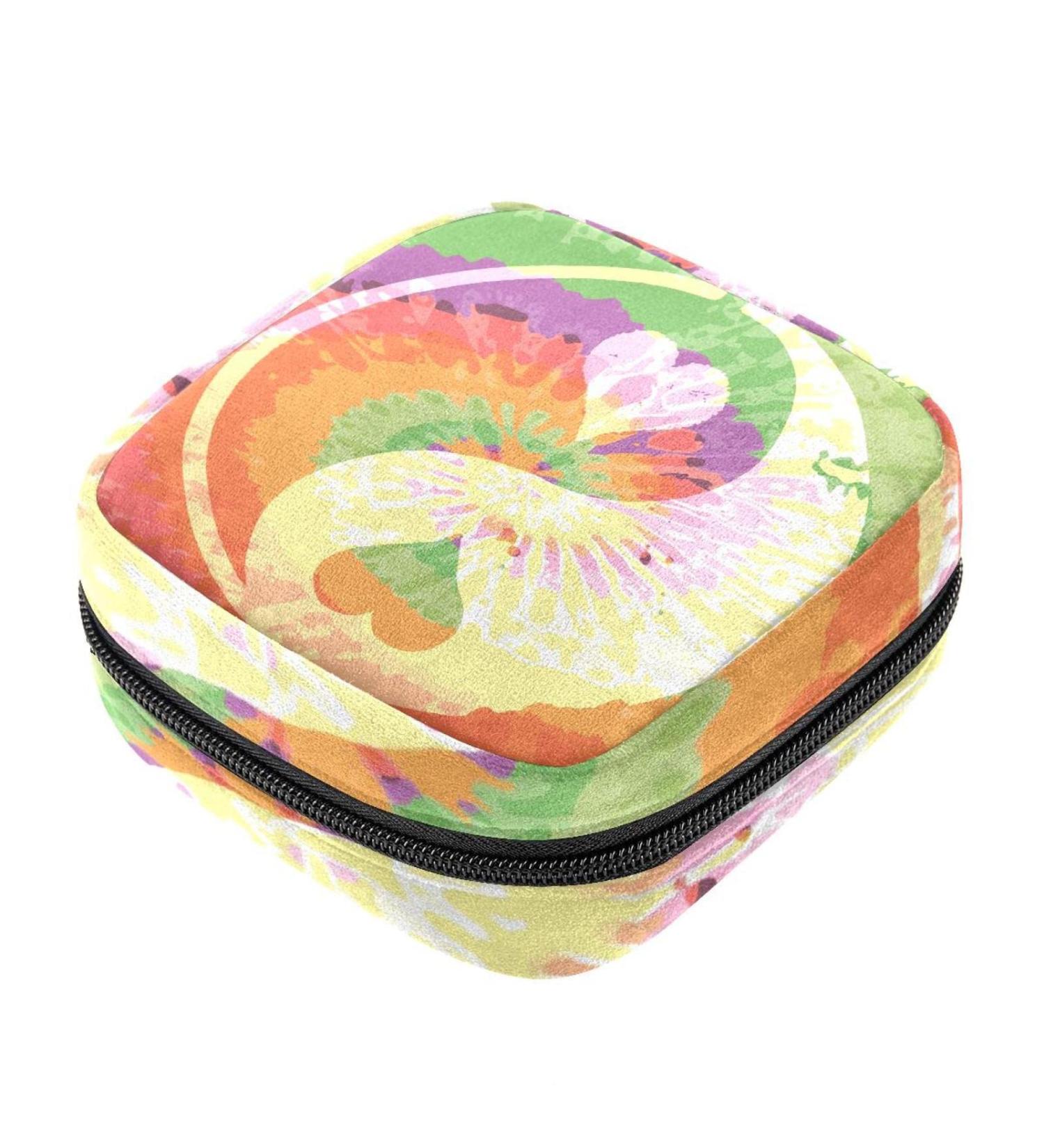 Hippie Style Peace Yin Yang Batik Storage Bag | Portable Menstrual Cup Pocket with Zipper for Teens & Women - Buy Online on GoSupps.com