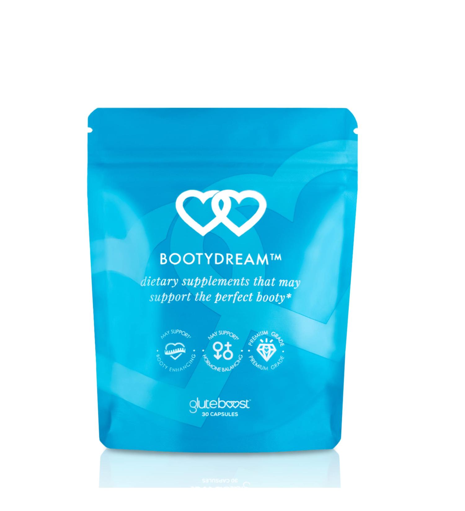 Gluteboost BootyDream Glute Supplement - Women's Nutritional Caplets for Skin Hydration - Natural Nourishment with Maca Root, Saw Palmetto, Rose Hips & Dong Quai - 30 Capsules - Buy Online on GoSupps.com