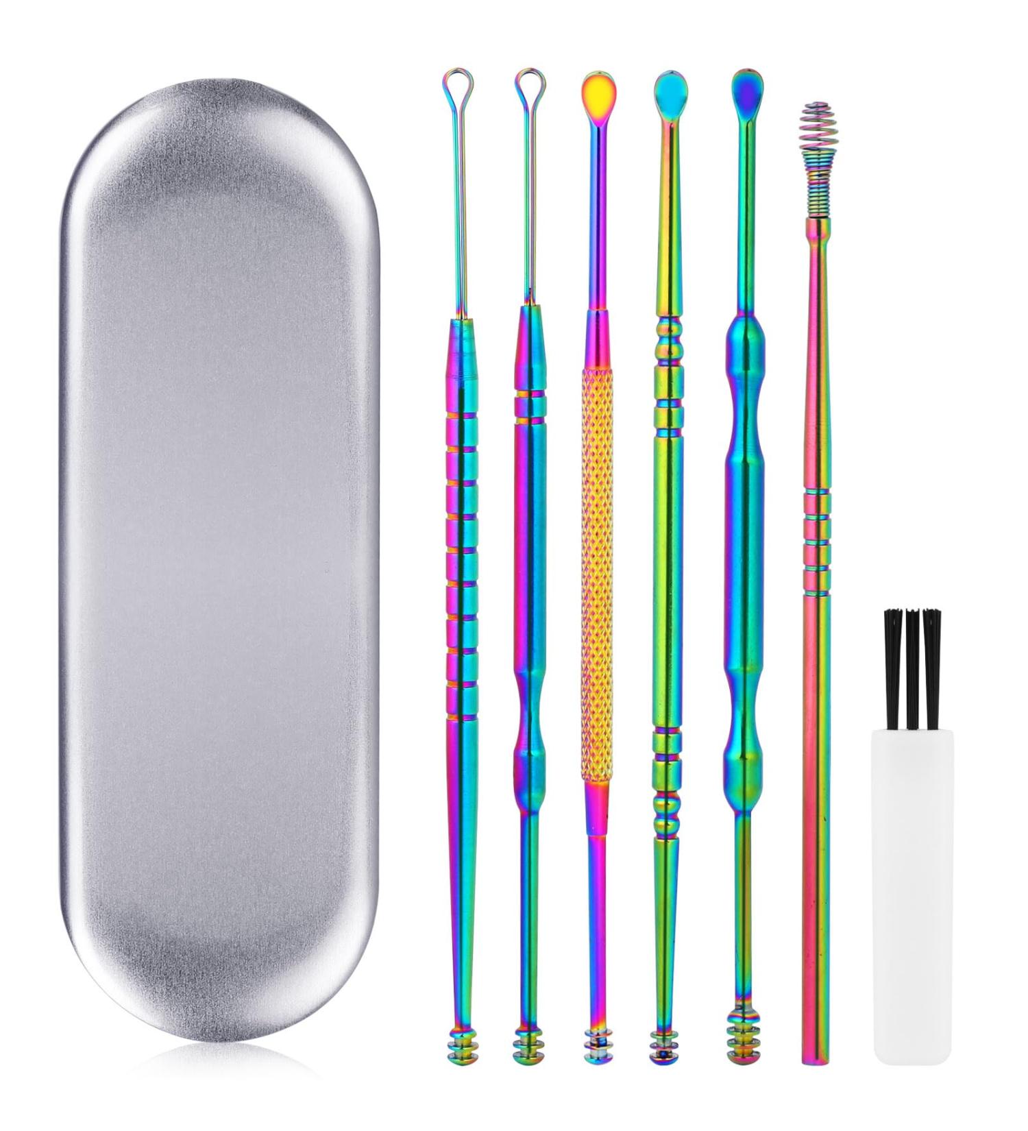 6Pcs Professional Double-Headed Ear Wax Removal Kit with Spiral Remover - Includes Storage Box and Cleaning Brush - Buy Online on GoSupps.com