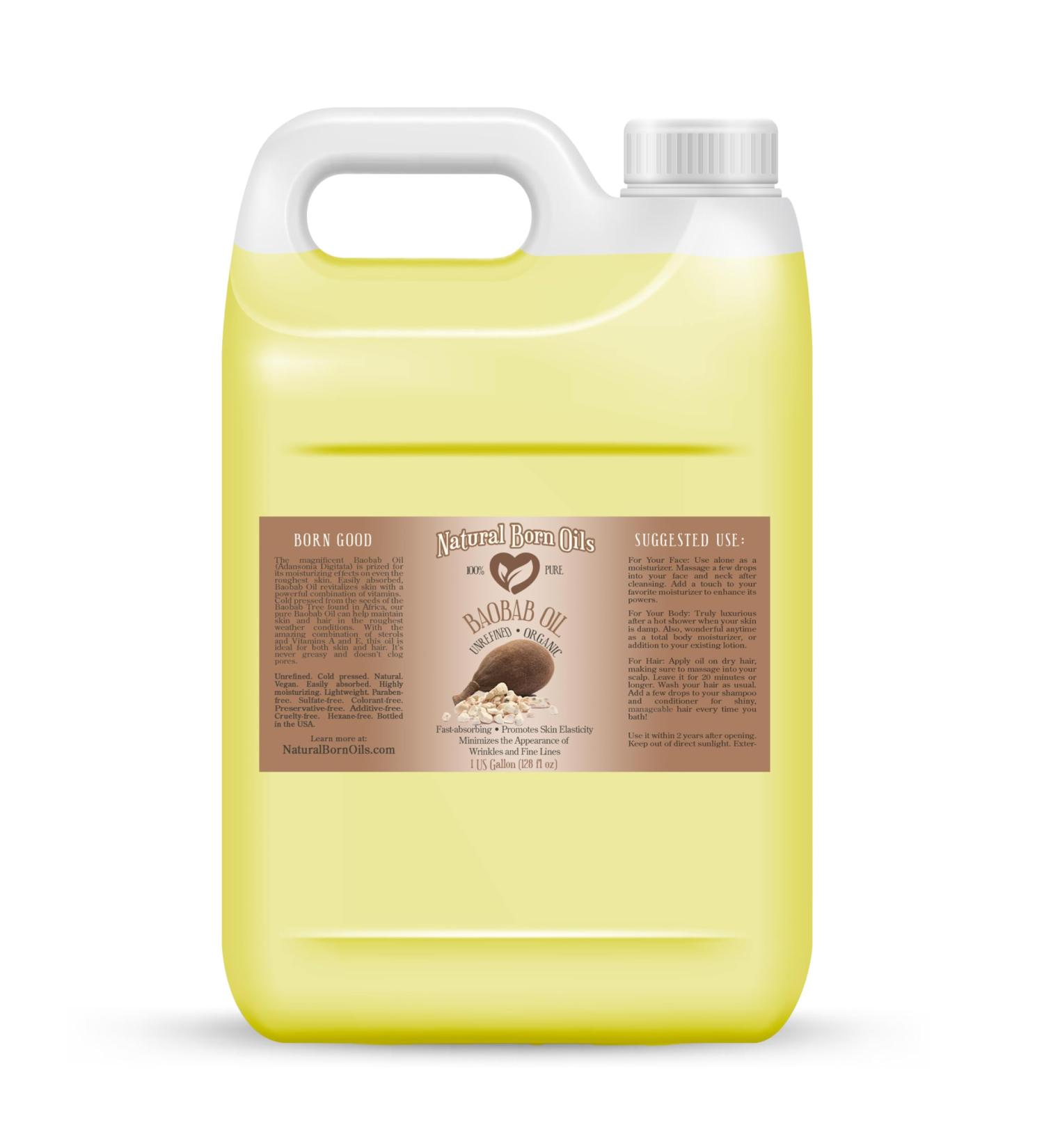 Buy Natural Born Oils Baobab Oil - Organic Cold-Pressed 1 Gallon for Skin & Hair | Deep Moisturizing & Nutrient-Dense - Buy Online on GoSupps.com