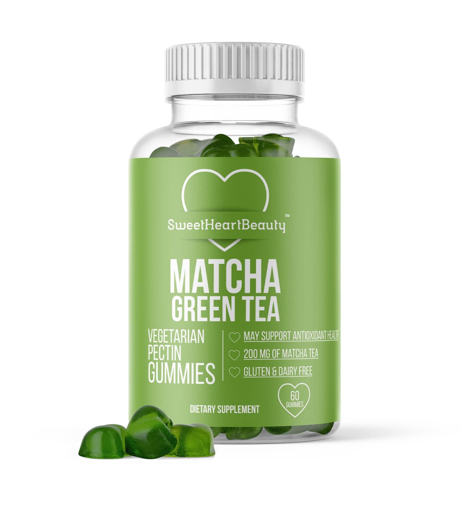Matcha Green Tea Extract Gummies - Vegan Gluten-Free & Non-GMO Energy & Detox Supplement | Sweetheart Beauty - Buy Online on GoSupps.com