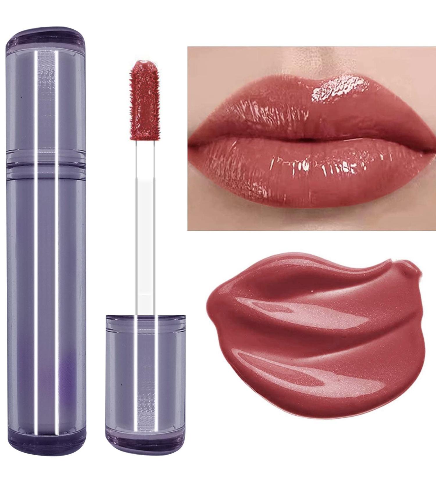 Hydrating Nude Glitter Lipgloss - Lightweight & Long Lasting Plumping Moisturizing Lip Stain for Girls | Waterproof Non-Sticky Formula - Red Tinted Natural Glow - Buy Online on GoSupps.com
