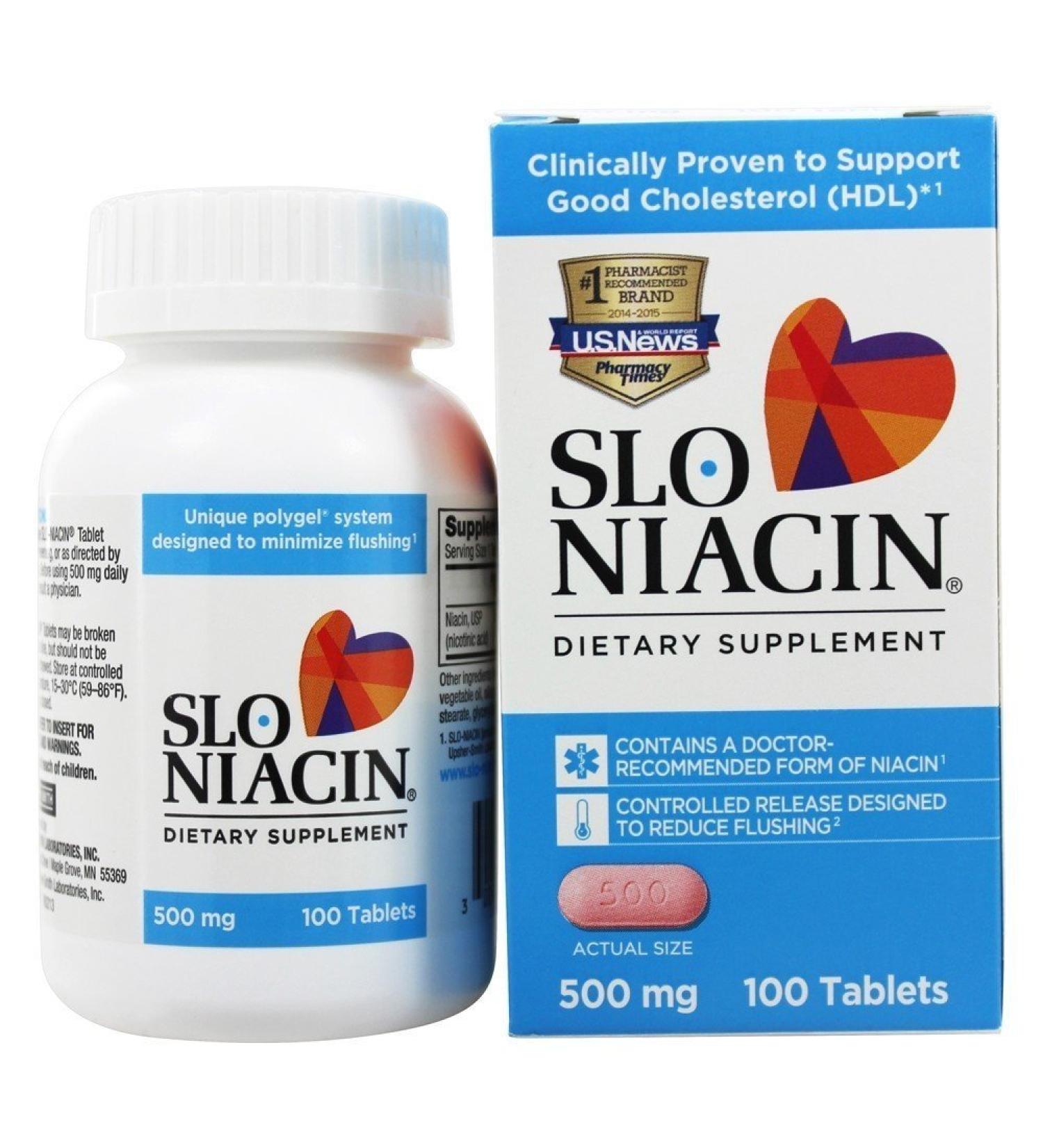 Slo-Niacin Vitamin B3 500mg - Slow Release Niacin for Heart Health, Energy Boost & Healthy Skin - 100 Capsules - Buy Online on GoSupps.com