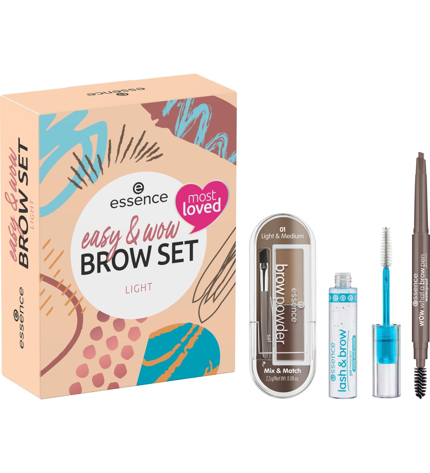 Essence Cosmetics Easy & Wow Brow Set Light - Vegan Eyebrow Makeup Gift Set for Women | 3PCs No Microplastics No Perfume - Buy Online on GoSupps.com