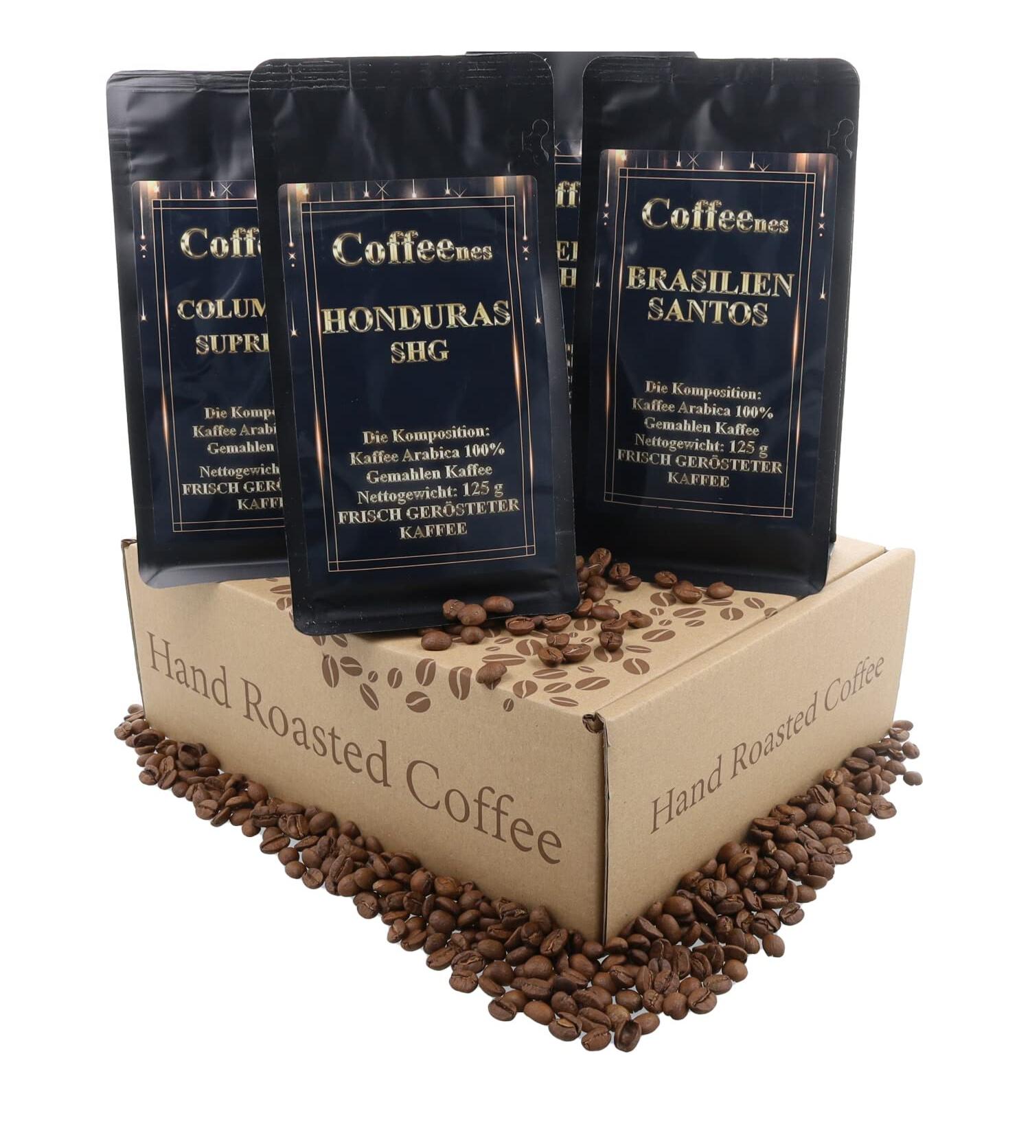 Coffeenes Ground Coffee Arabica 4 x 125 g - Ground Coffee 4 Different Flavors Box - Powdered Coffee Gift - Buy Online on GoSupps.com