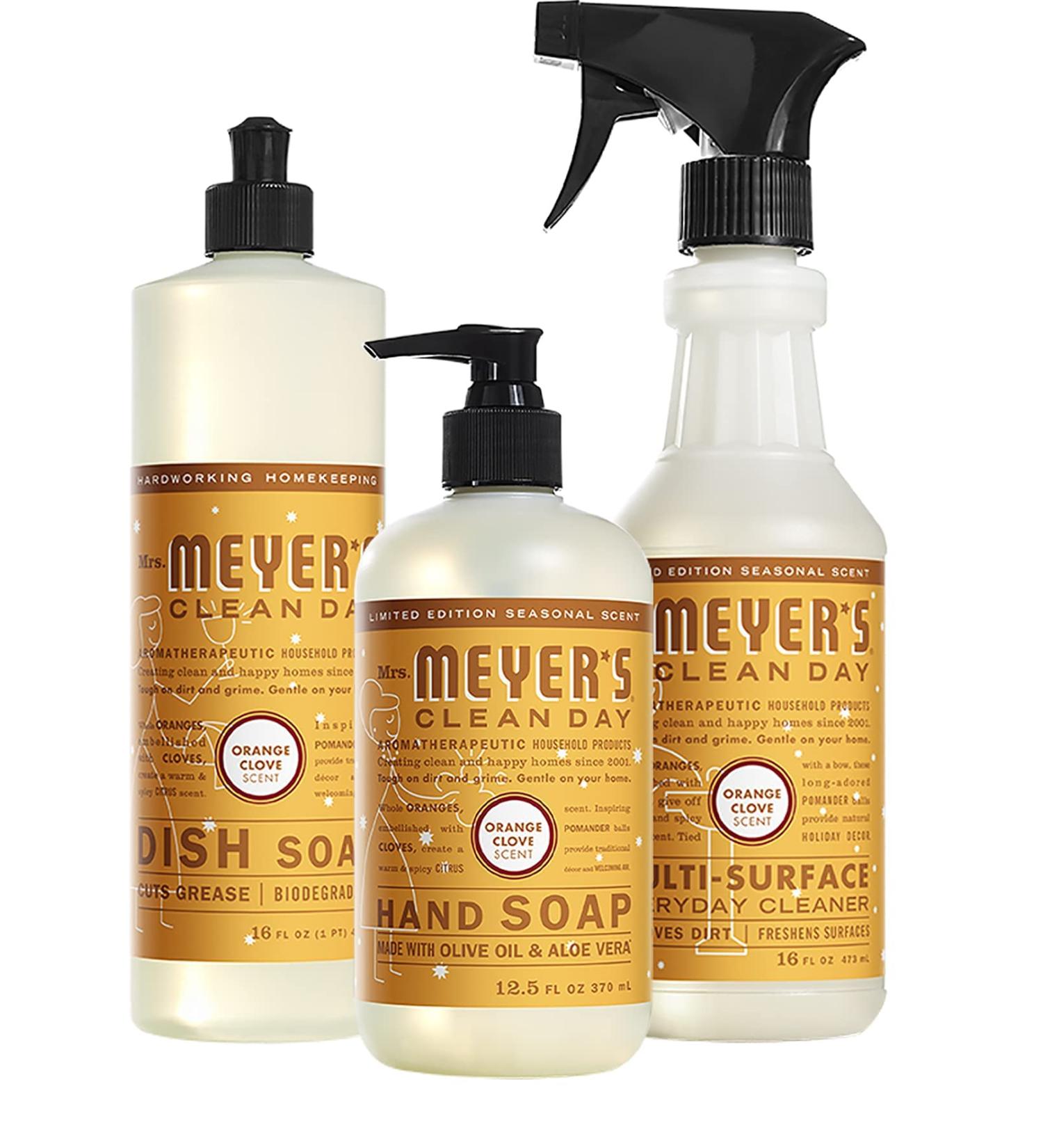 Mrs. Meyer's Kitchen Set - Dish Soap Hand Soap & Multi-Surface Cleaner (3 CT) - Orange Clove Scent | International Shipping Available - Buy Online on GoSupps.com