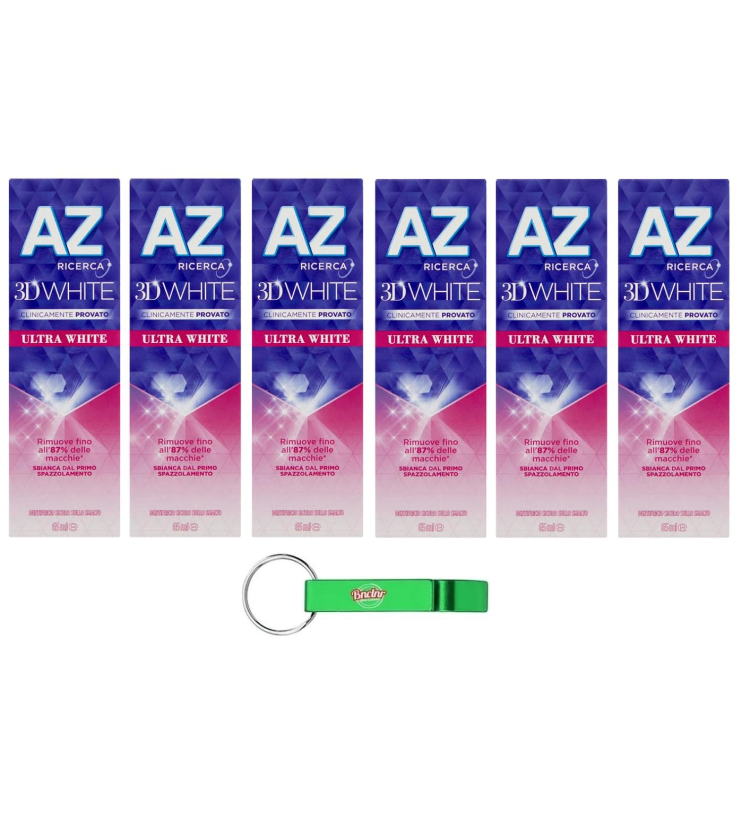 6x Dentifricio AZ 3D White Ultra White Toothpaste 65ml - Whitening Effect + Free Beni Culinari Keychain | International Shipping - Buy Online on GoSupps.com