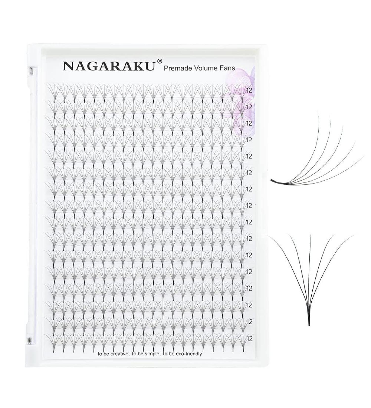 Nagaraku 320pcs Volume Eyelash Extensions 5D 0.07mm D Curl Premade Fans 12mm Length Perfect for Stunning Lash Looks - Buy Online on GoSupps.com