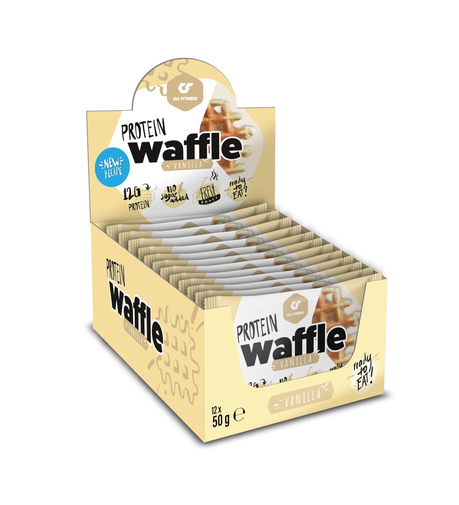 High Protein Waffles - Vanilla Flavor | Go Fitness Recipe | 12x50g Healthy Energy Bars for Muscle Building | 12g Protein per Bar - Buy Online on GoSupps.com
