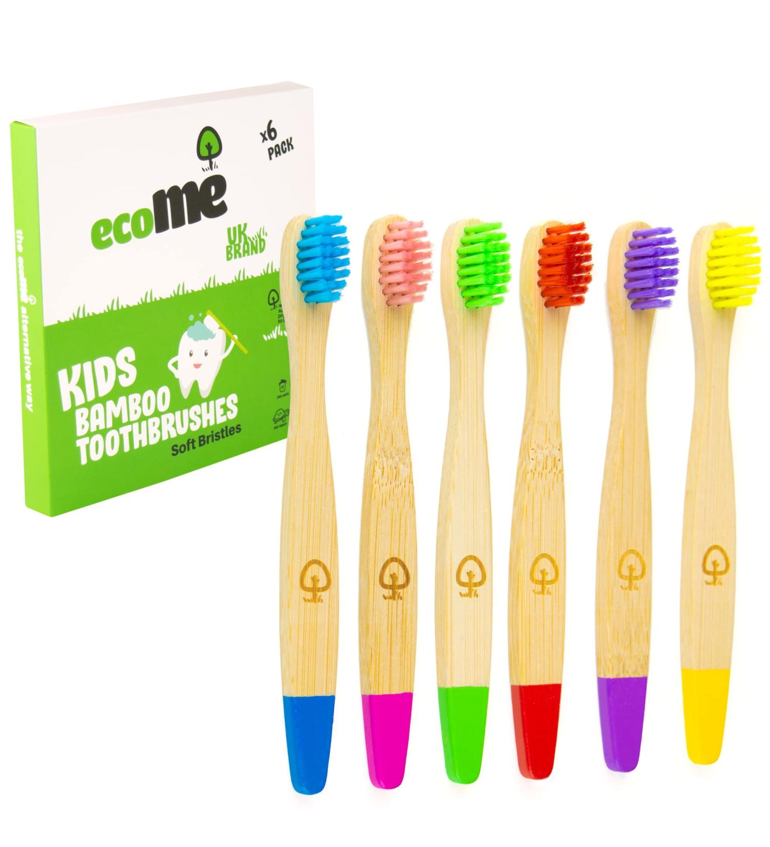 Kids Bamboo Toothbrushes - 6 Vibrant Colors | BPA-Free Soft Bristles | Eco-Friendly Toddler Toothbrush - Buy Online on GoSupps.com