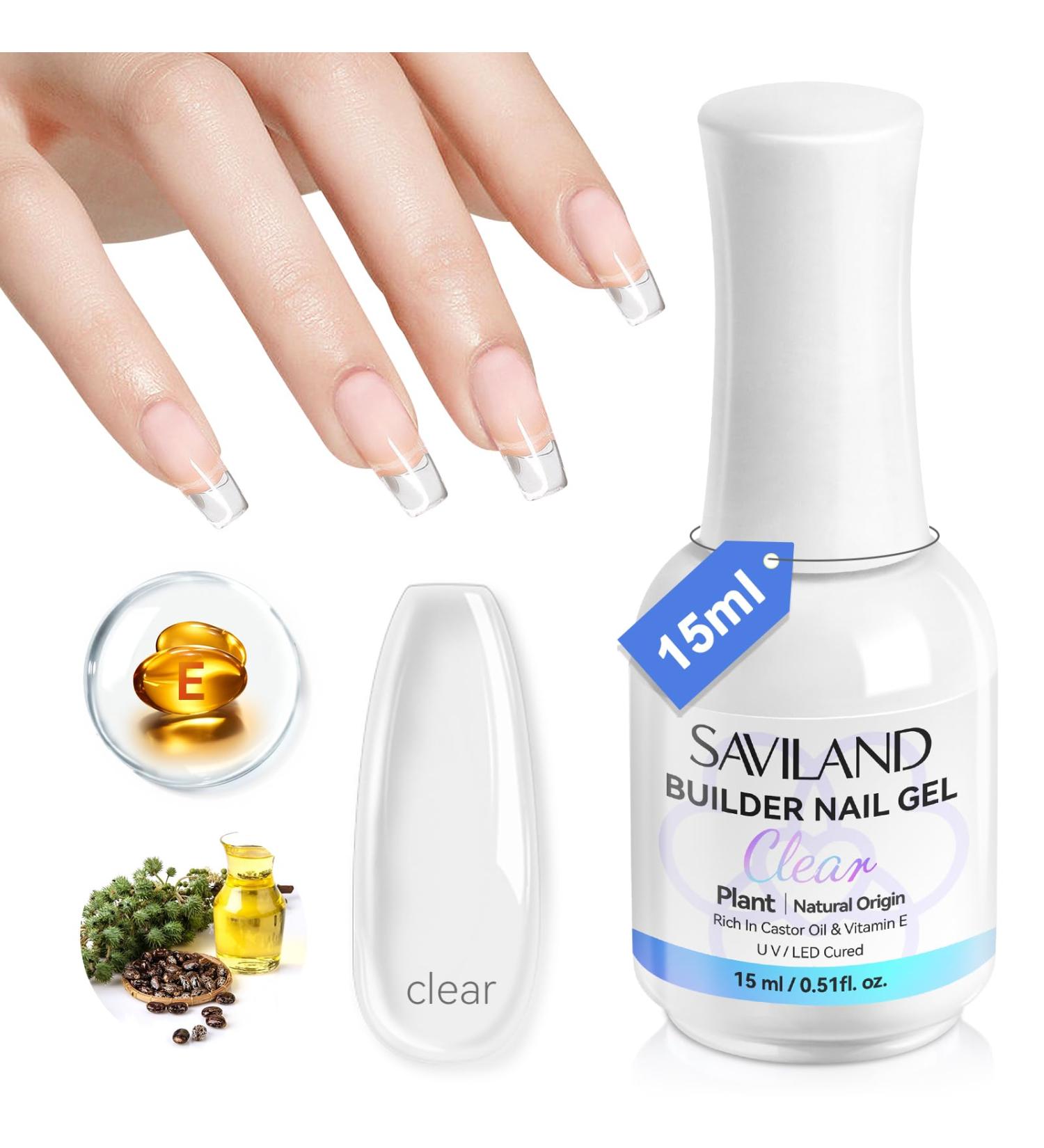  Saviland SAVILAND 8-in-1 Builder Gel - 15 ml: Clear builder gel for nails - Vitamin E and castor oil - Plant-based builder gel - For nail extensions - Reshaping - Buy Online on GoSupps.com