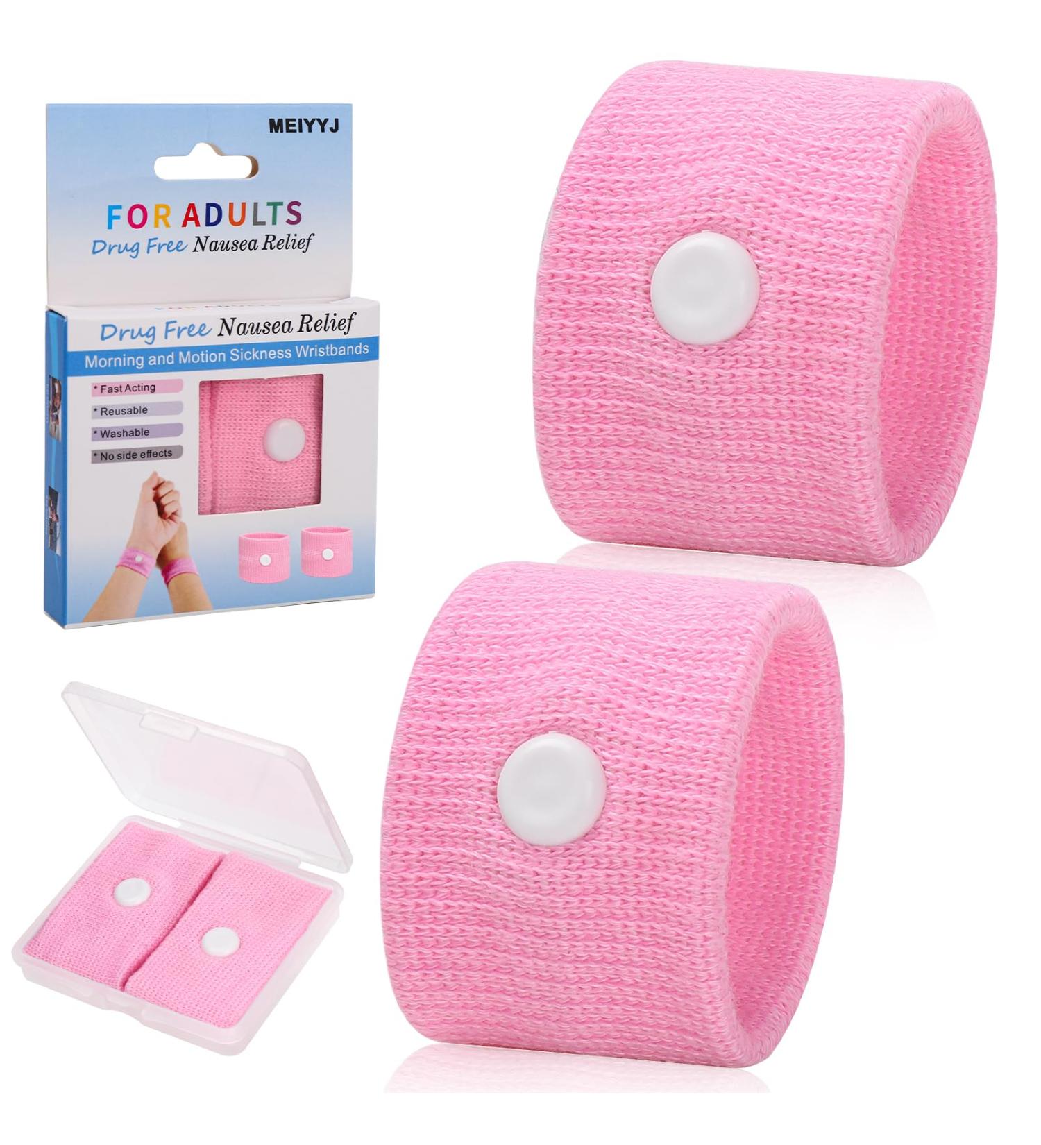 MEIYYJ Travel Sickness Bands for Adults and Kids - Sea Sickness Wristbands for Cruise - Motion Sickness Relief - Pink - Buy Online on GoSupps.com