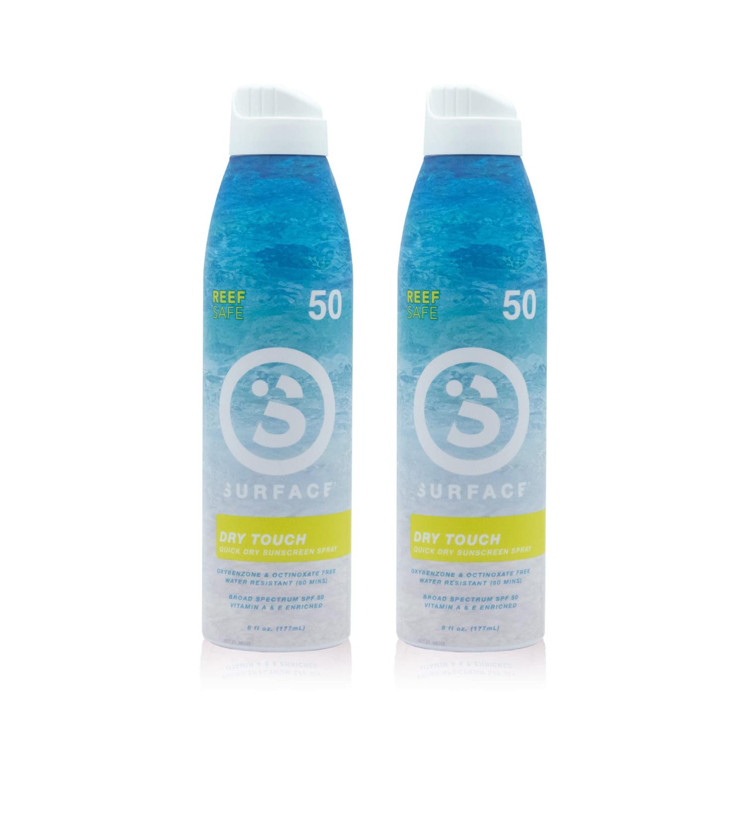 SPF 50 Surface Dry Touch Spray Sunscreen - Lightweight Water Resistant Sunblock 6oz - 2 Pack - Buy Online on GoSupps.com