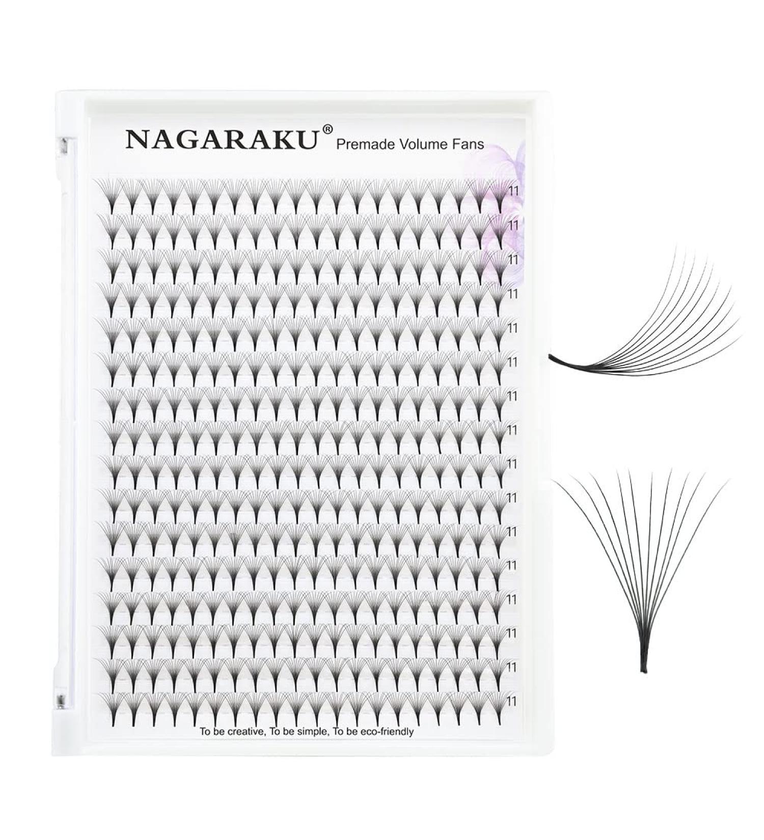 Nagaraku 320pcs Volume Eyelash Extension | 10D 0.07mm Premade Fans | 11mm D Curl Artificial Eyelashes - Buy Online on GoSupps.com