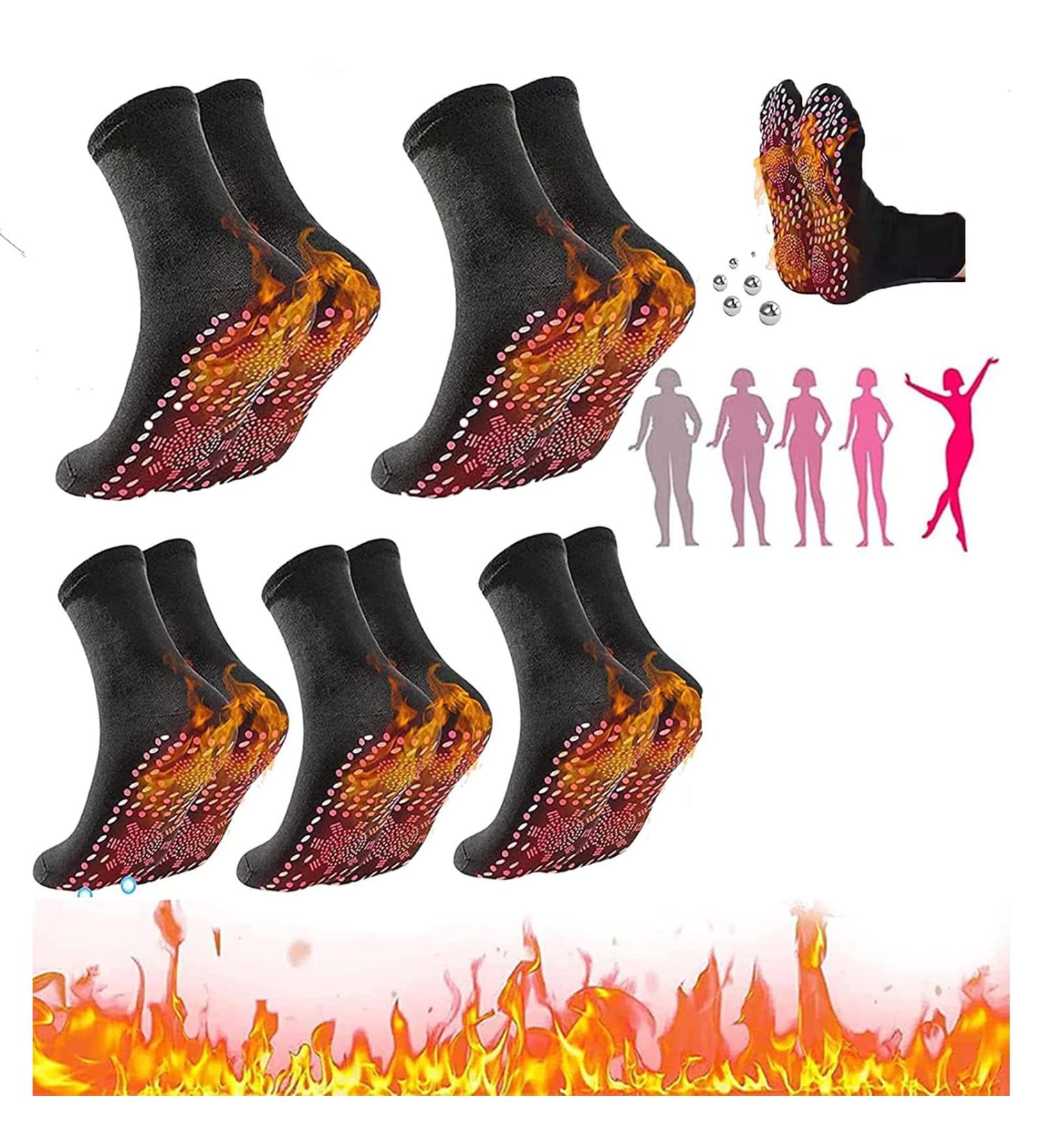 AFIZ Tourmaline Self-Heating Massage Socks for Winter - 5/6 Pairs of Black - Buy Online on GoSupps.com