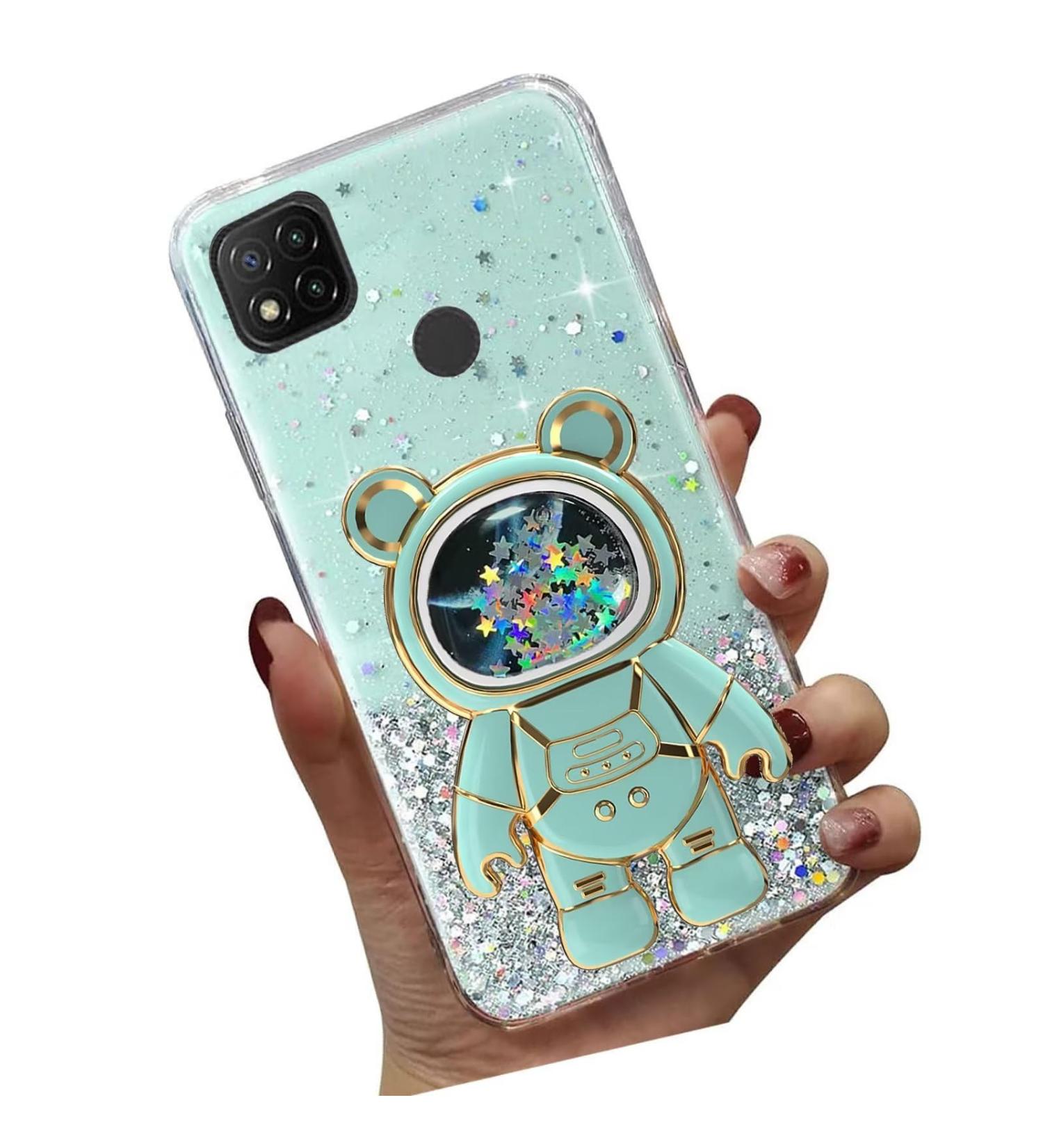 Buy Tivenfezk Nadoli for Xiaomi Redmi 10A - Glitter Astronaut Hidden Stand Soft Silicone Case | Transparent Protective Cover - Buy Online on GoSupps.com
