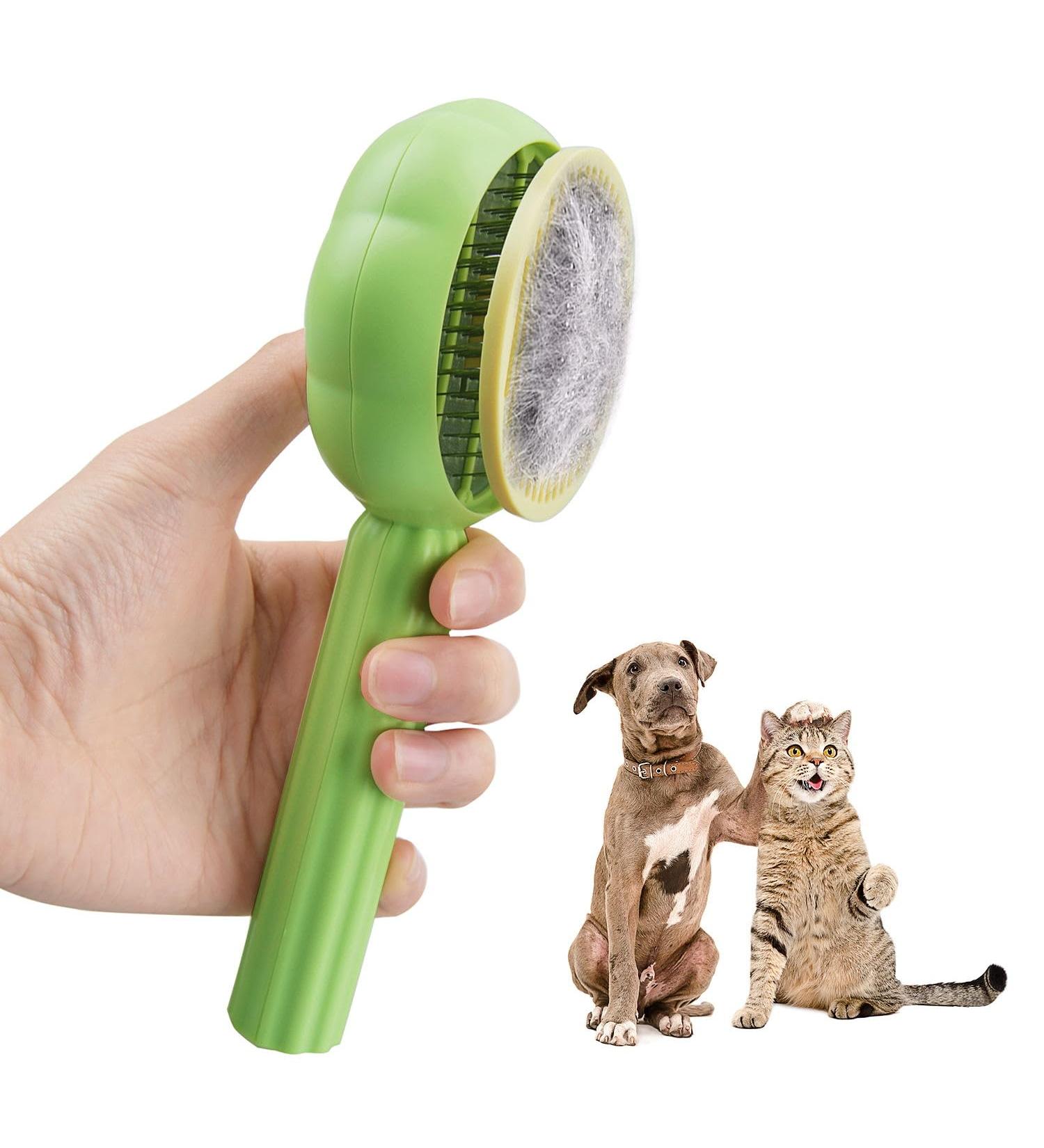 Moseem Pet Hair Cleaner Brush - Cat & Dog Grooming Tool for Shedding - Removes Loose Undercoat - Short/Long Haired Cats - Green - Buy Online on GoSupps.com