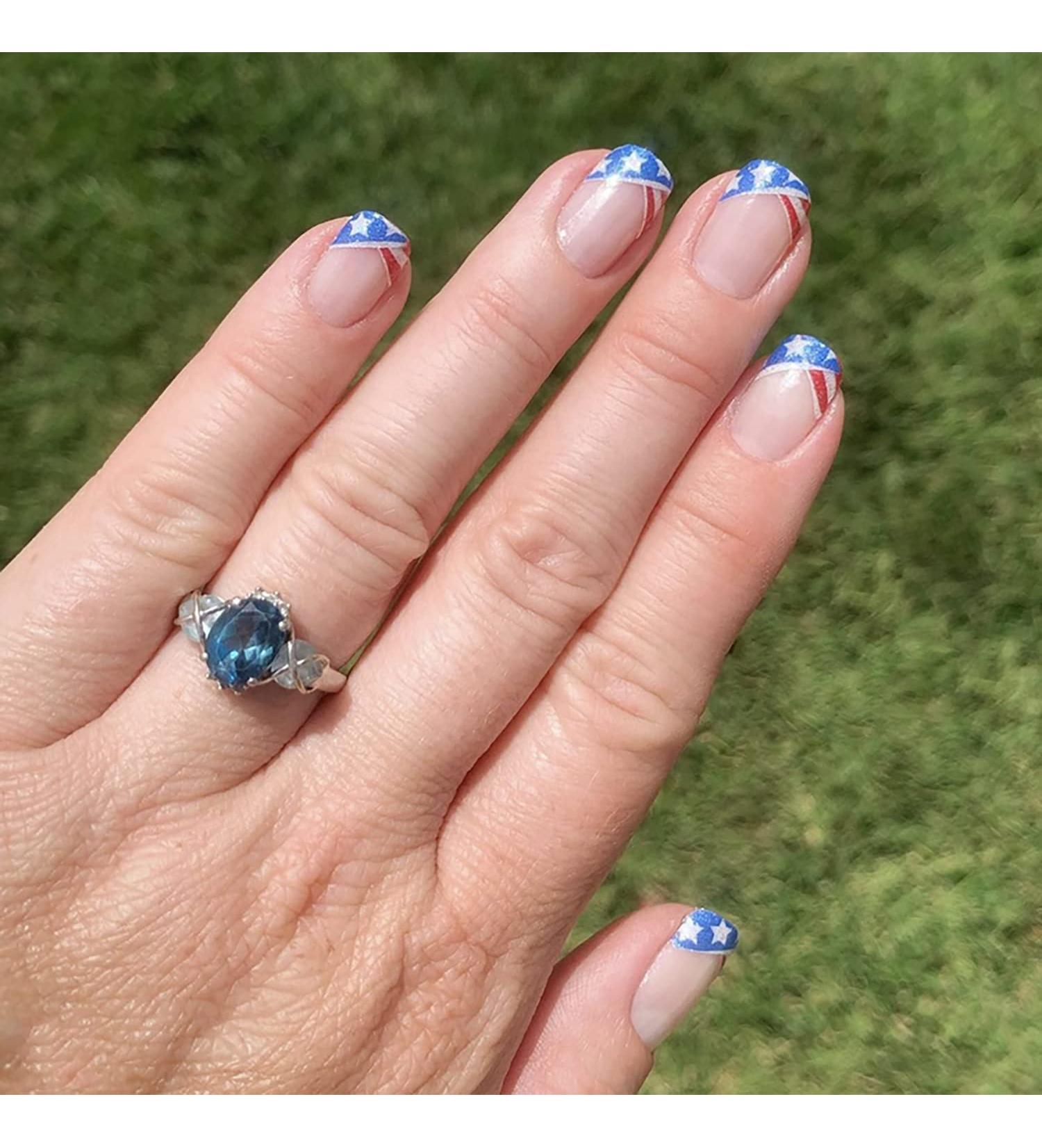 4th of July Press on Nails - Short Square Independence Day Star Designs - 24Pcs Patriotic False Nails - Buy Online on GoSupps.com