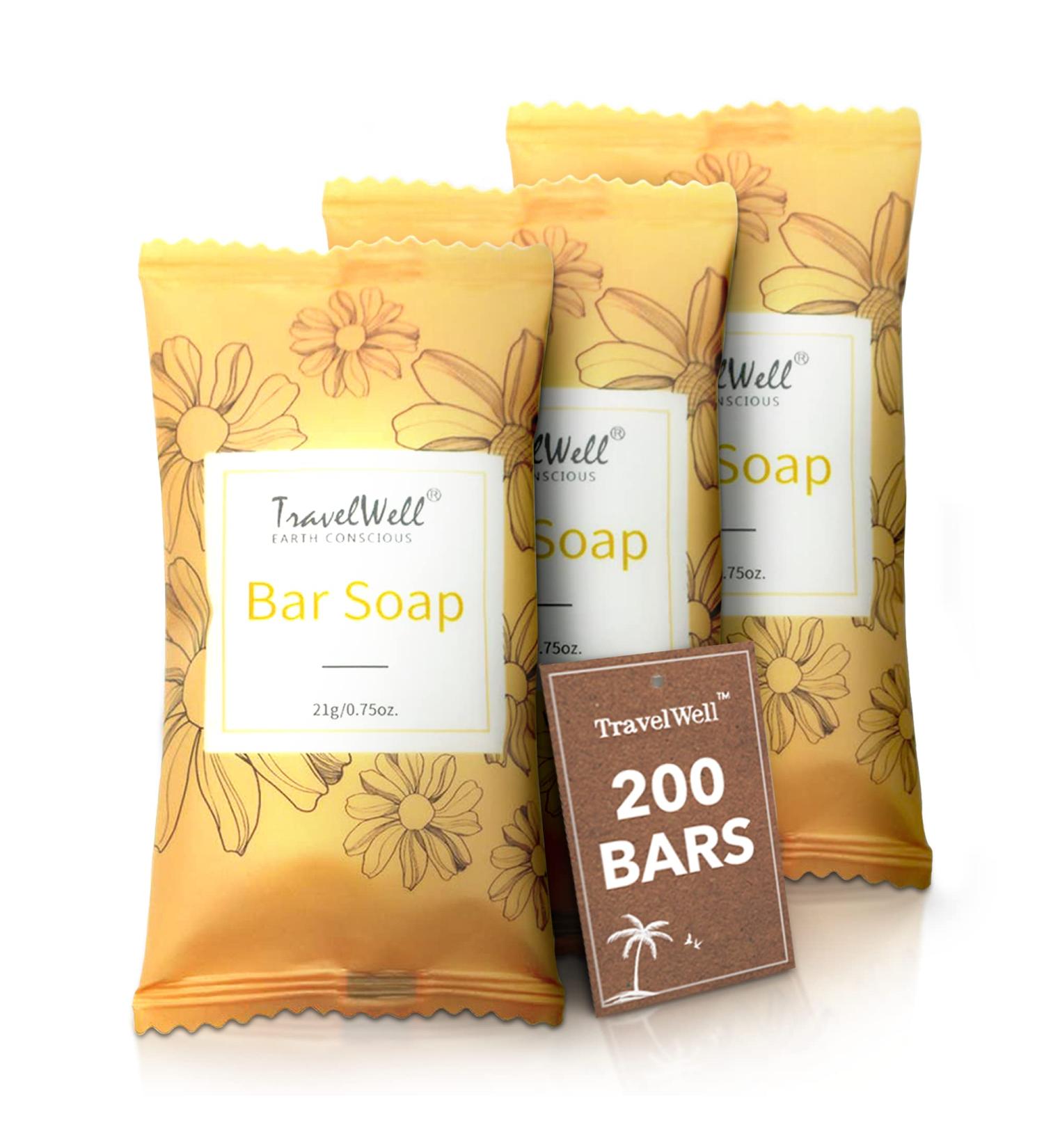 Travelwell Flower Series Hotel Amenities Toiletries Travel Size Mini Soap Bars 0.75oz/21g  Individually Wrapped 200 Bars per Box | Travel Size Toiletries | Hotel Toiletries Bulk Set