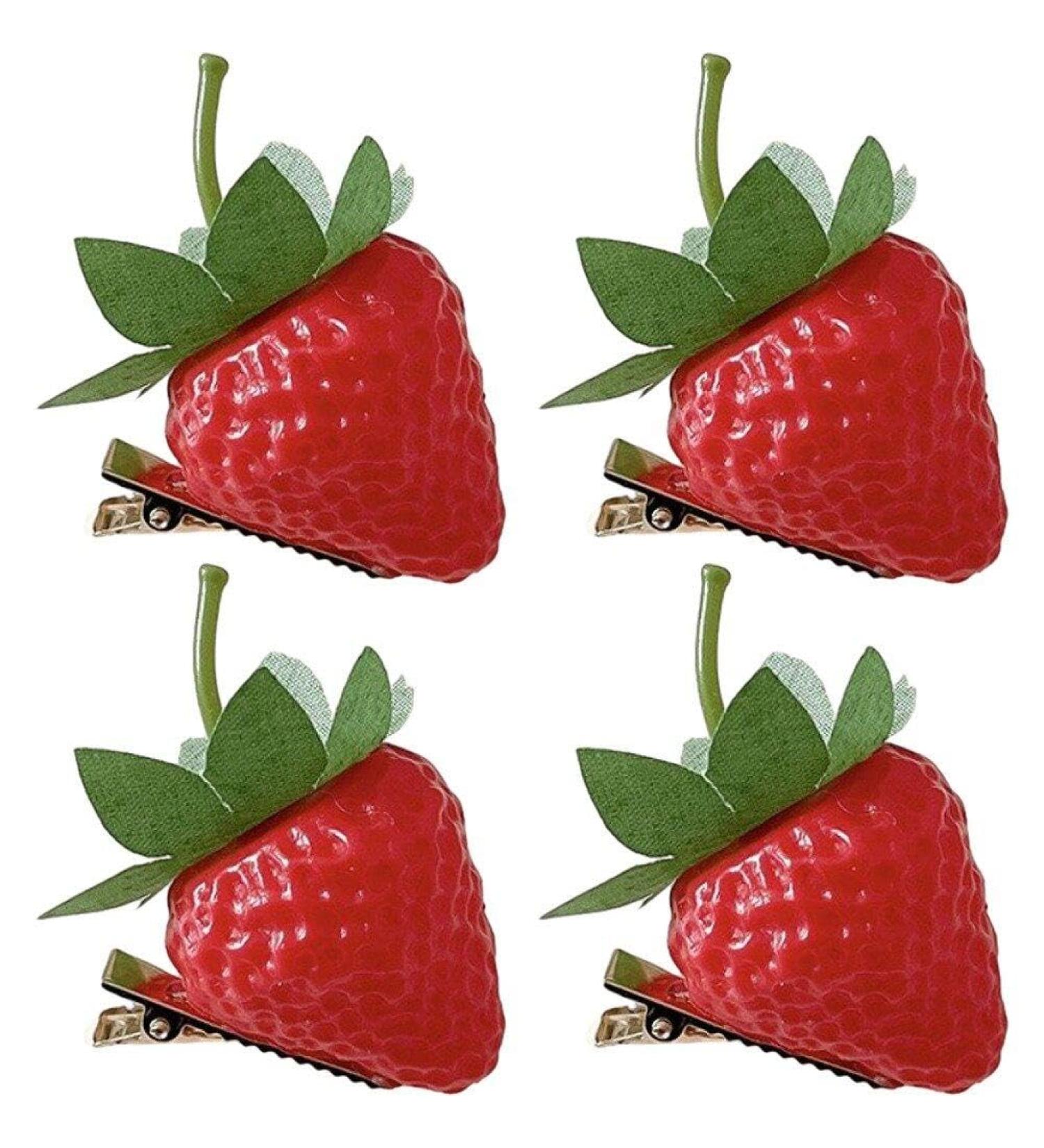 4pcs/set Cute Strawberry Hairpins Resin Headwear Hair Accessories Fruit Hair Clips Sweet Hair Barrettes Headdress Jewelry - Buy Online on GoSupps.com