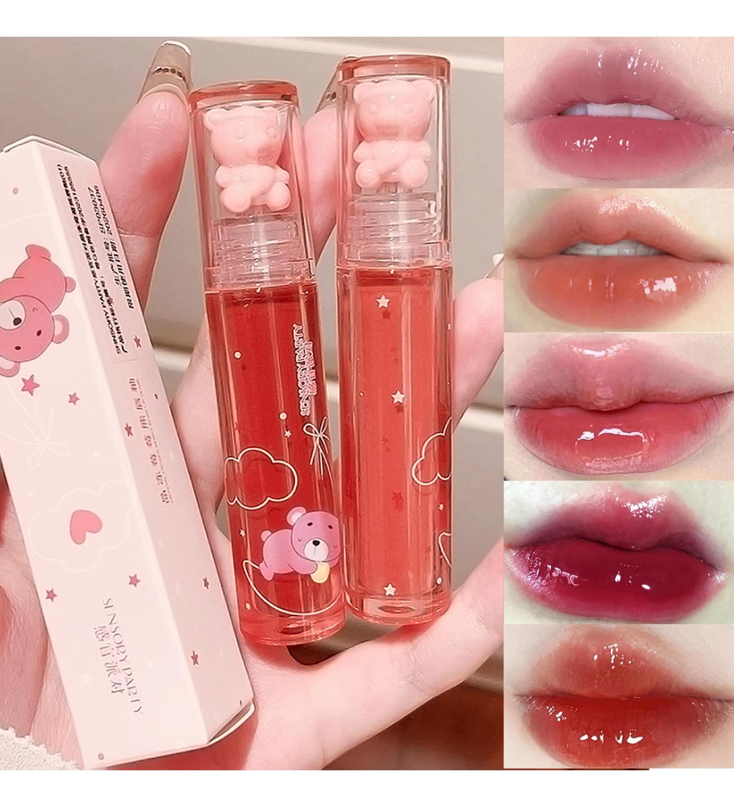 6Pcs Bear Lip Glaze Jelly Lipstick | Cute Moisturizing Lip Stain & Plumping Gloss | Long Lasting Waterproof Cheek Rouge Tint | International Shipping Available - Buy Online on GoSupps.com