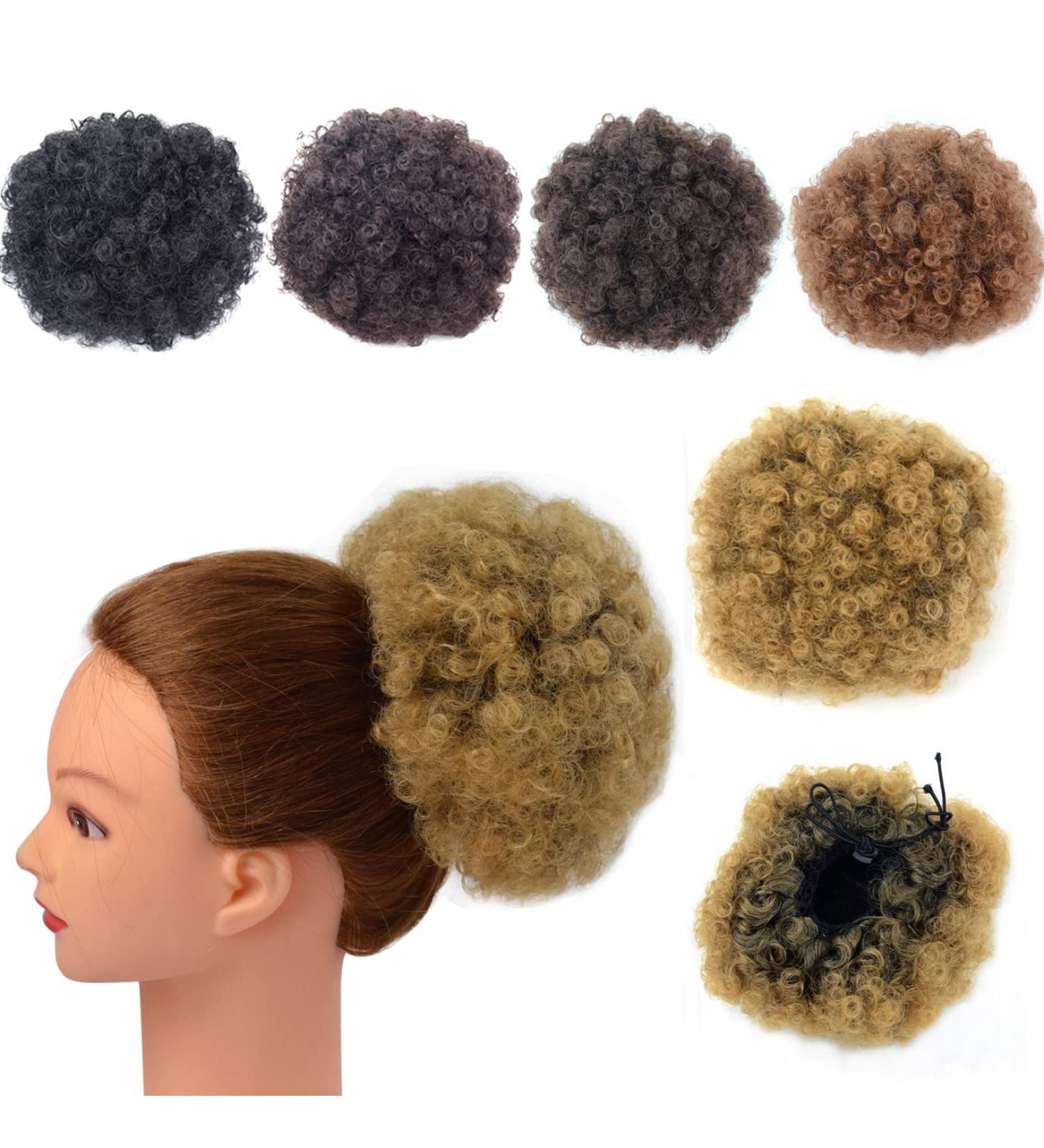Short Synthetic Afro Kinky Curly Ponytail Extension | Clip On Drawstring Curly Ponytail Bun - Medium T1B/27 - Buy Online on GoSupps.com