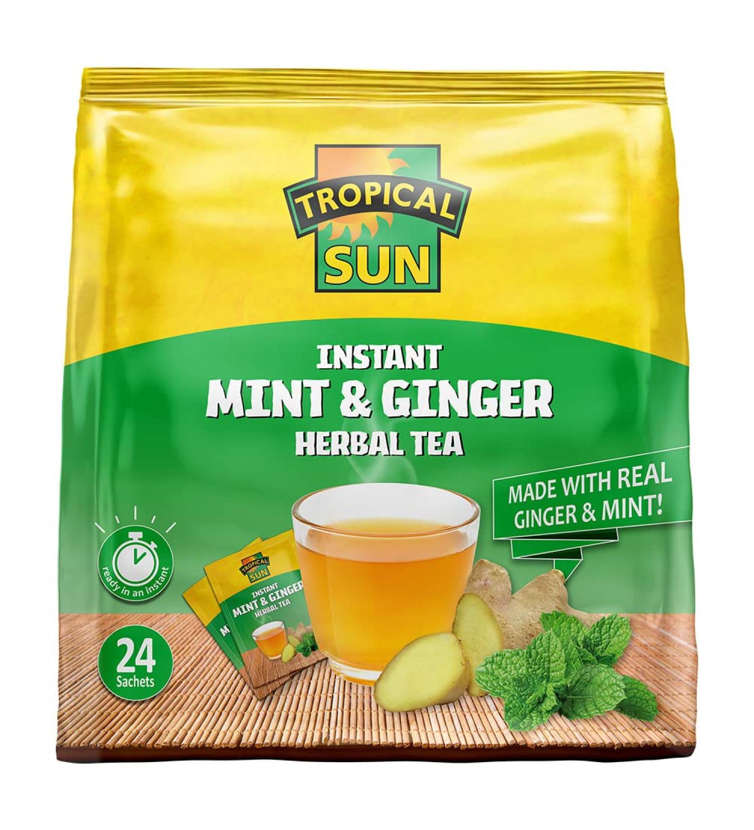 Tropical Sun Instant Mint and Ginger Herbal Tea. Sweet Spicy & Refreshing! - 24 Sachets (Pack of 1)