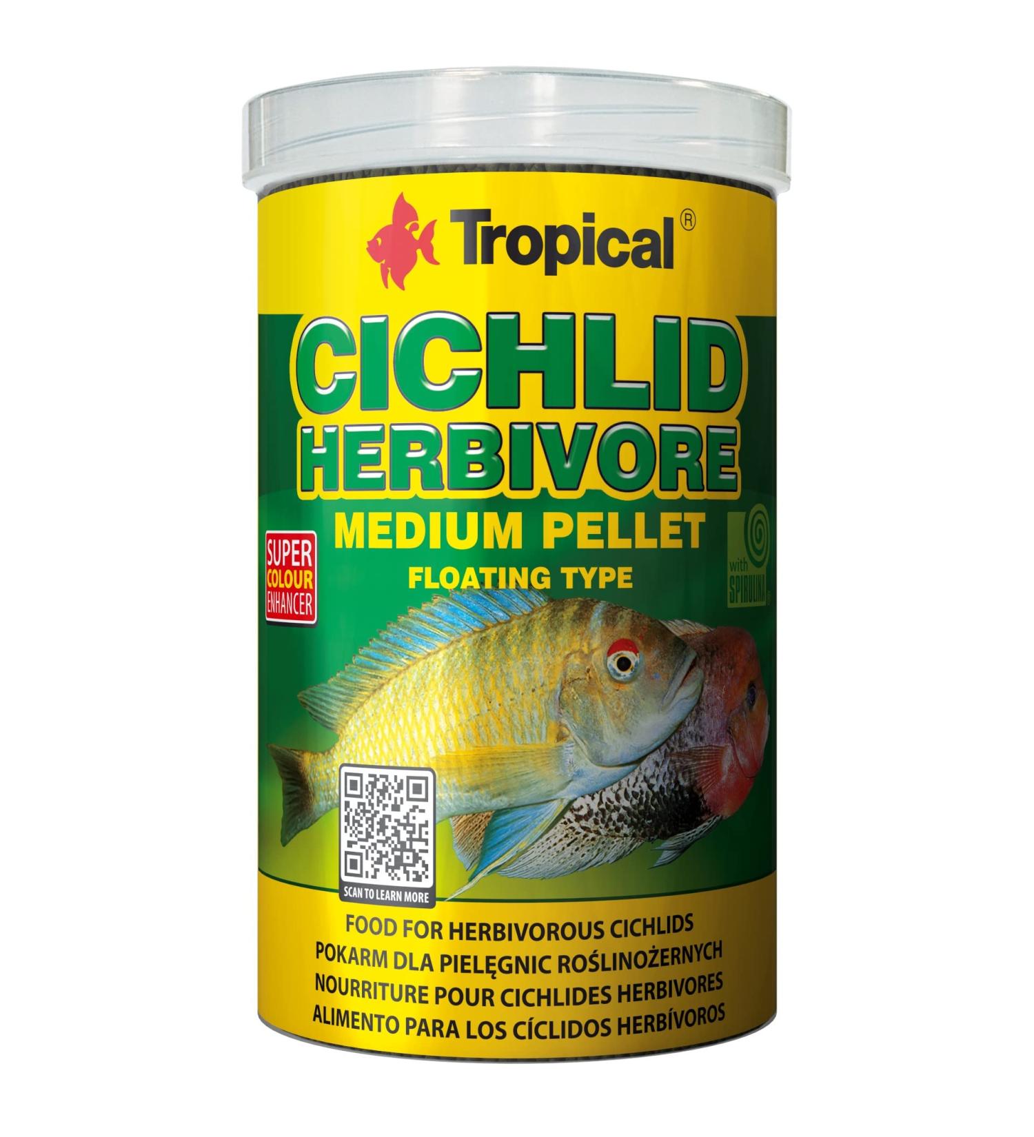 Tropical Cichlid Herbivore Medium Pellet 1000ml / 360g - Food for herbivorous cichlids - Buy Online on GoSupps.com