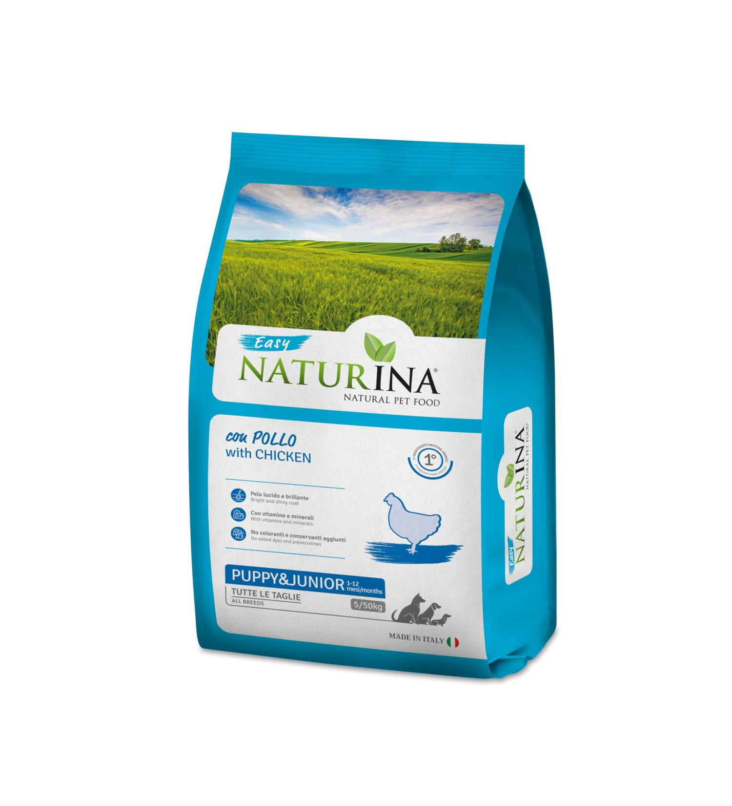 NATURINA - Easy Dry Puppy and Junior Puppy Dog Food with Chicken Vitamins and Minerals No Dyes and Preservatives for All Sizes Made in Italy 12 kg Bag