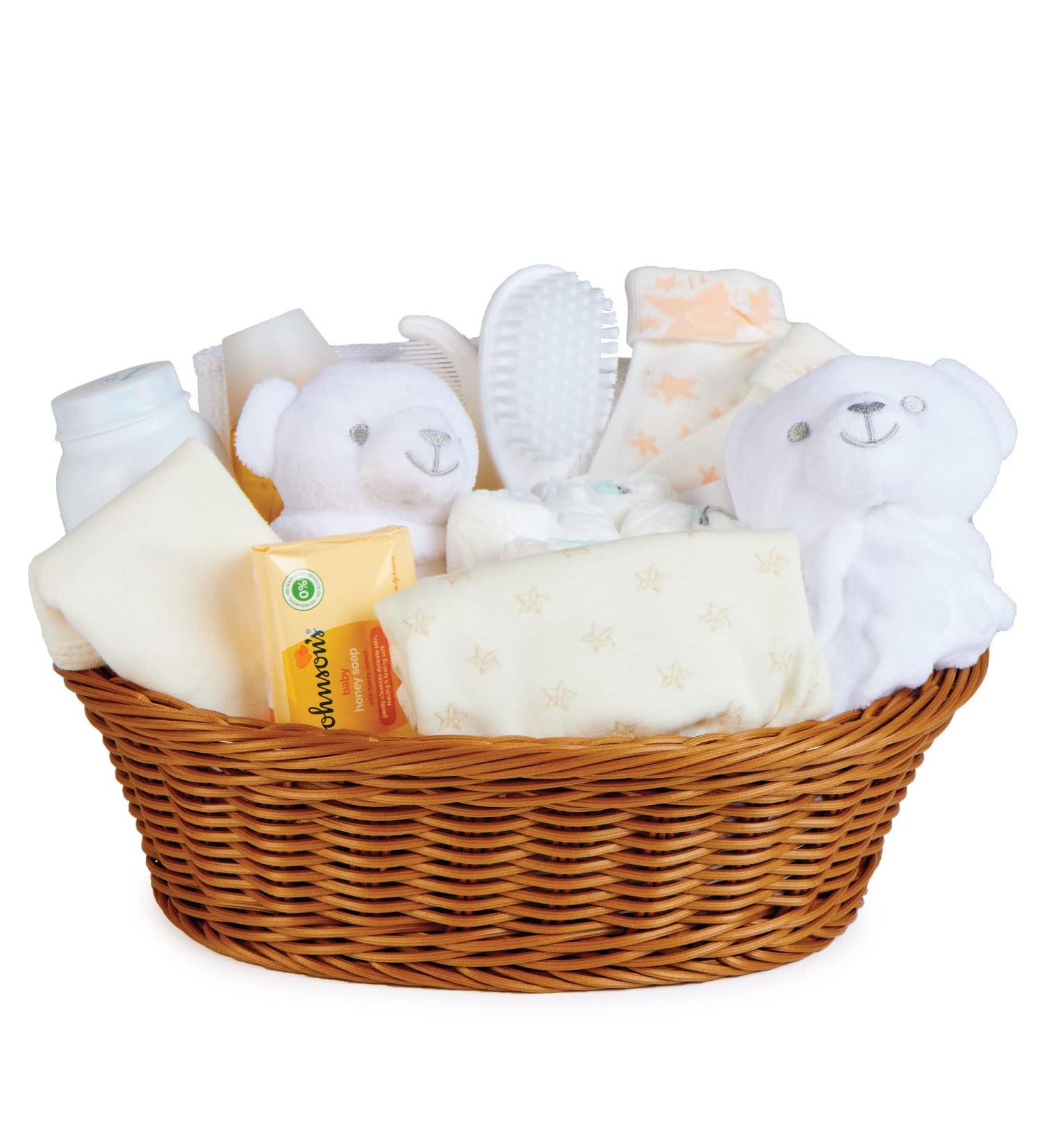 Baby Box Shop Baby Gifts Newborn Unisex - 17 Gender Neutral Baby Gifts and Baby Essentials for Newborn Unisex Baby Hampers Gift Baskets Unisex Baby Hamper Unisex Neutral Baby Gift Set - White Standard White - Buy Online on GoSupps.com