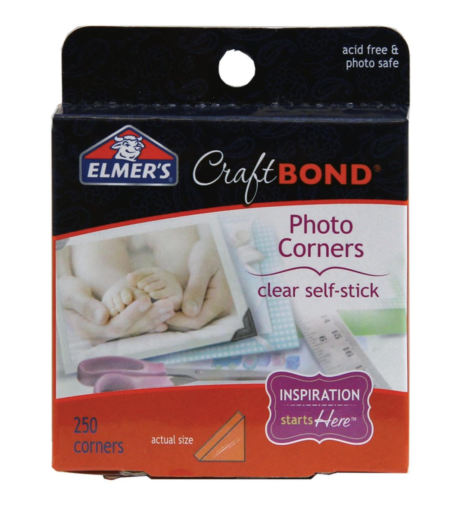 Elmer's CraftBond Photo Corners  250 Pieces  Clear