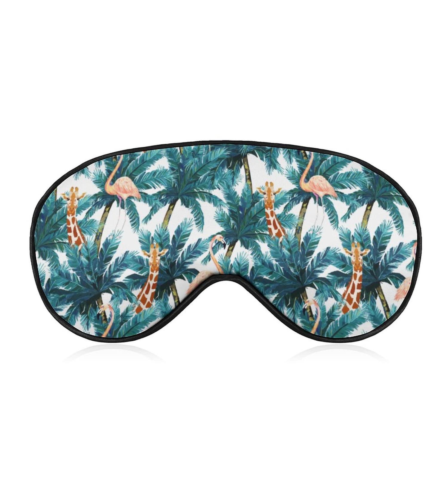 Exotic Palm Tree Giraffe & Flamingo Sleep Mask Adjustable Eye Shades for Women | Comfortable & Stylish - Buy Online on GoSupps.com