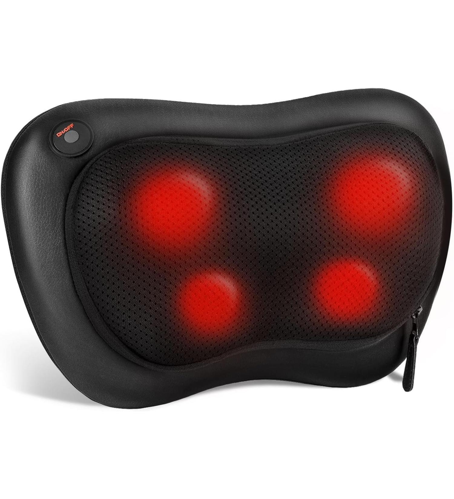 Alljoy Shiatsu Massage Pillows with Heat | 3D Rotating Neck & Back Massager | PU Leather Gift for Men & Women - Buy Online on GoSupps.com