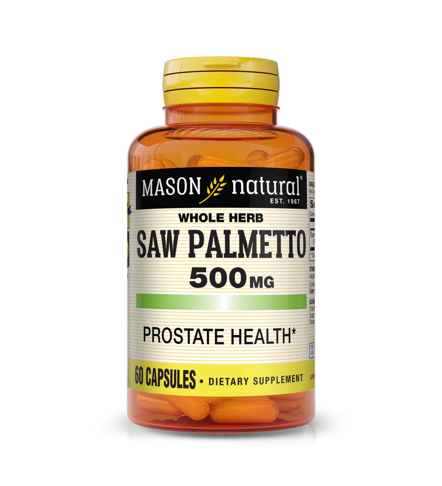 MASON NATURAL Saw Palmetto 500 mg Supports Prostate Health & Urinary Function 60 Capsules - Buy Online on GoSupps.com