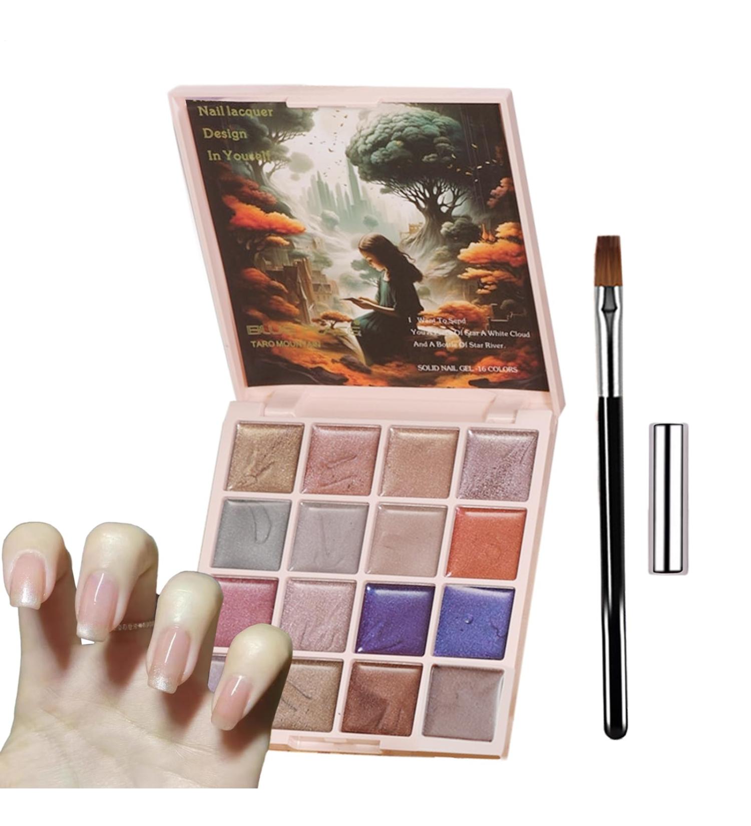 Solid Gel Nail Polish Palette - 16 Magnetic Gel Eye Colors for Nail Art Design | Compact Paint Palette for Women DIY Nail Manicure Kit - Buy Online on GoSupps.com