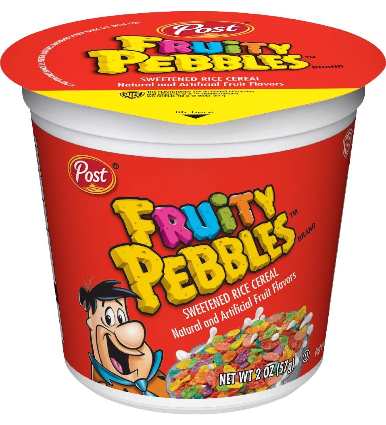 Post Fruity PEBBLES Breakfast Cereal Portable Individual Cereal Cups To Go Gluten Free Cereal 2.0-Ounce (Pack of 12) (PP-GRCE33476) - Buy Online on GoSupps.com