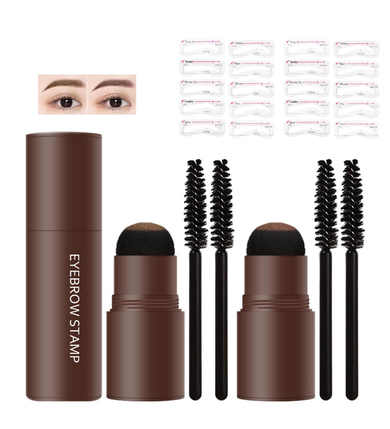 LXZJJM Eyebrow Stamp Stencil Kit - Long-lasting Smudge-free Brow Makeup | Natural and Smooth Texture | Multifunctional | Includes 10 Brow Shapes & Stamps | Reusable eyebrow stencils (01+02) - Buy Online on GoSupps.com
