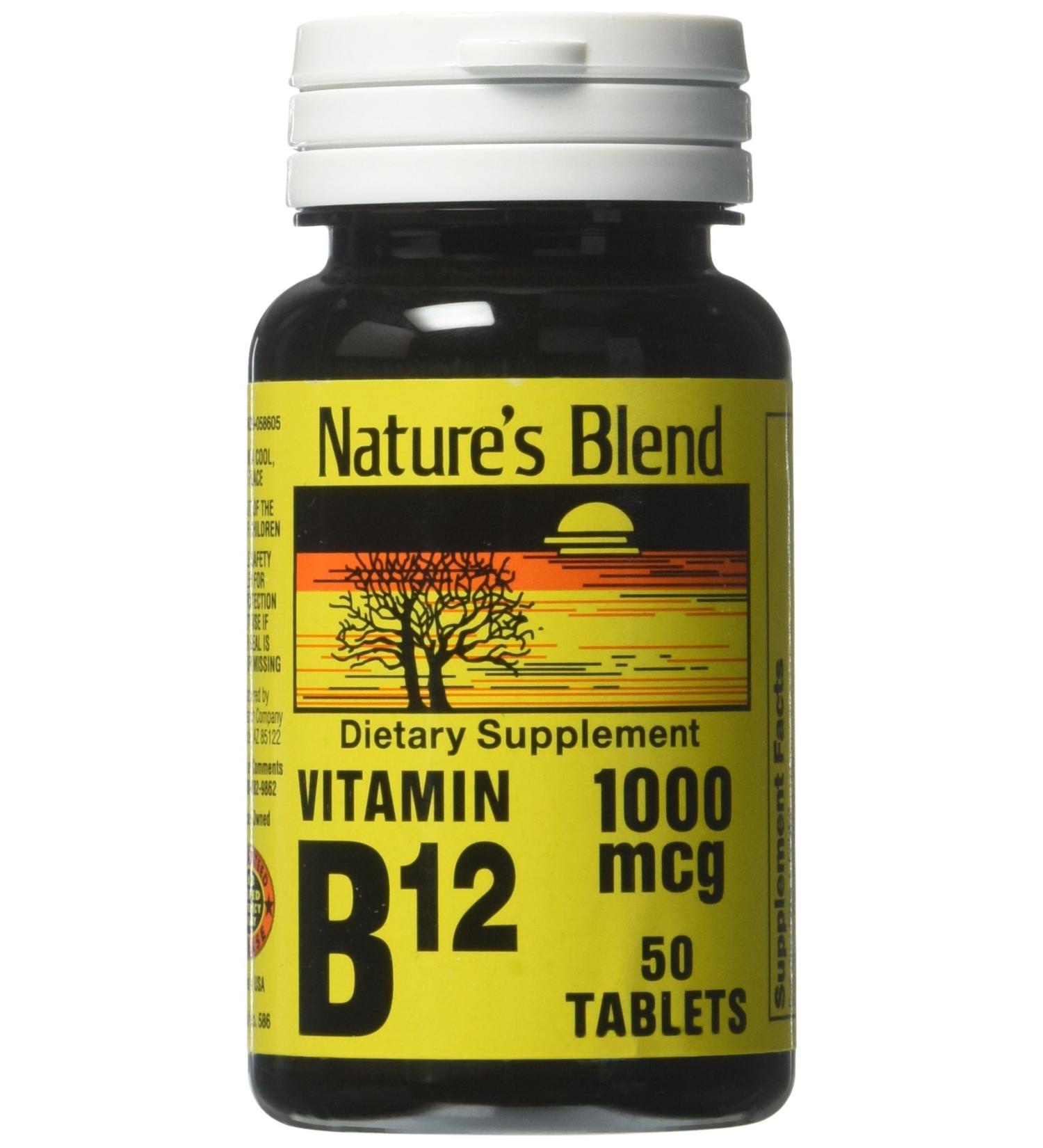 Nature's Blend Vitamin B12 1000 mcg Tablets - 50 Tabs - Buy Online on GoSupps.com