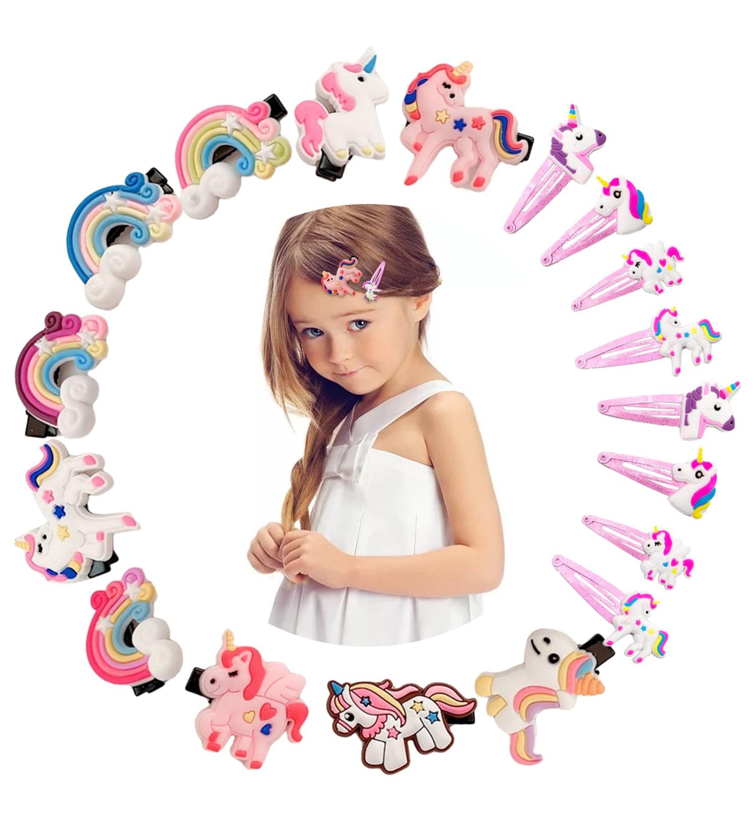 Zocone 18-Piece Unicorn Hair Clips Set for Girls - Rainbow Hair Accessories for Baby Girls - Cute Unicorn Hair Barrettes for Kids - Buy Online on GoSupps.com